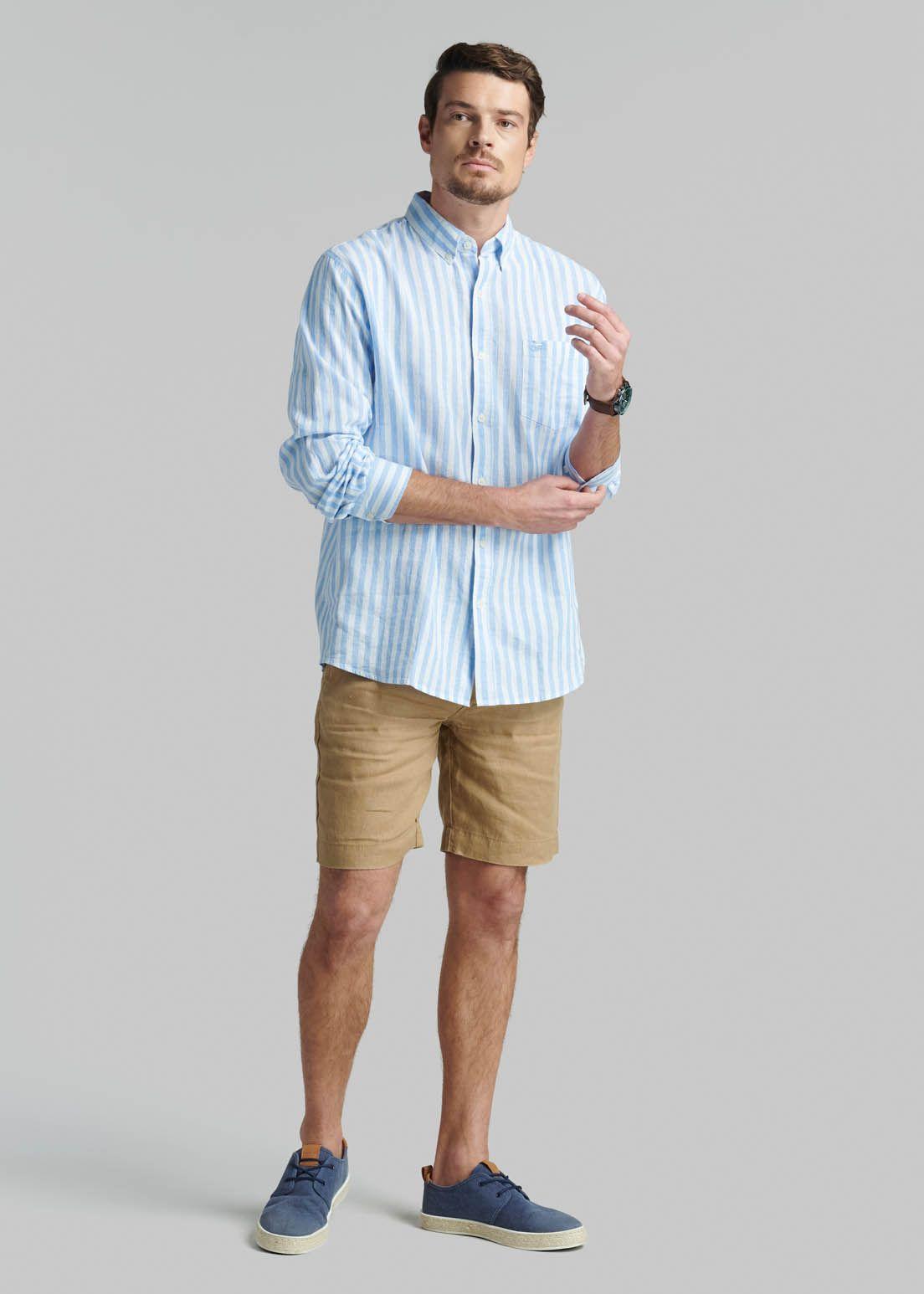 Camisa Lino Listada Omaga Sky-1