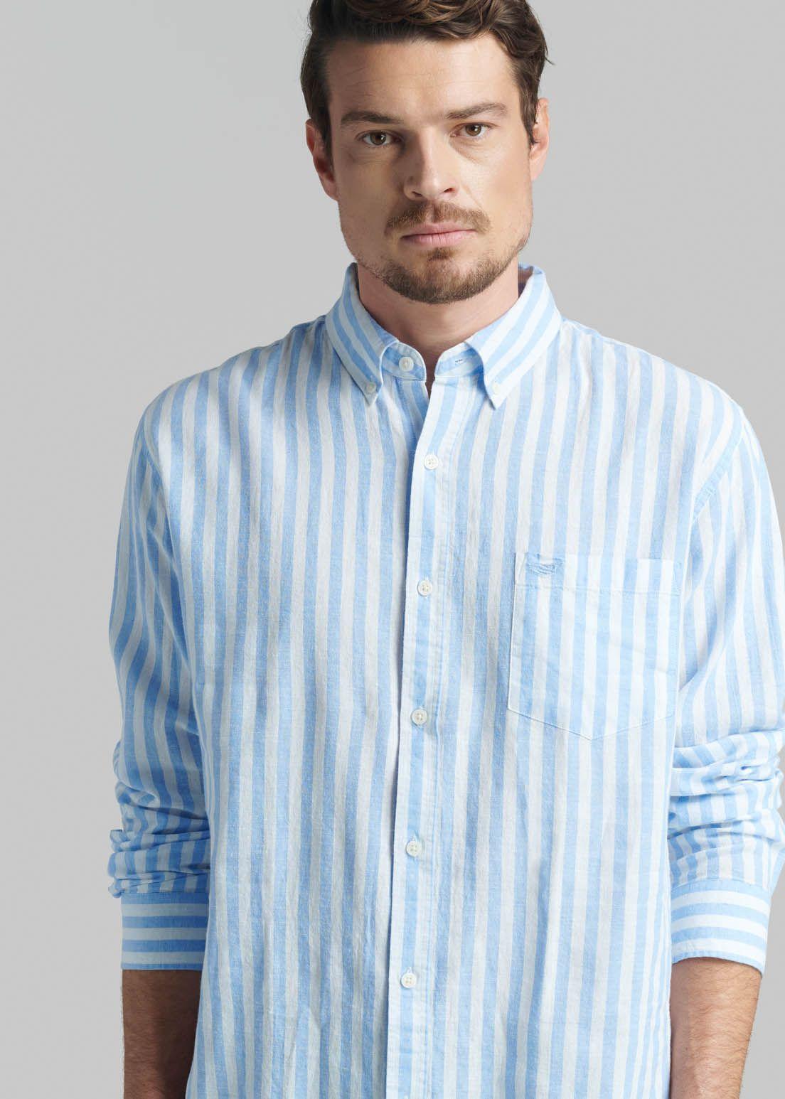 Camisa Lino Listada Omaga Sky-2