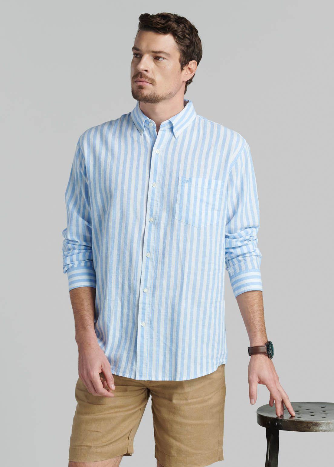 Camisa Lino Listada Omaga Sky-4