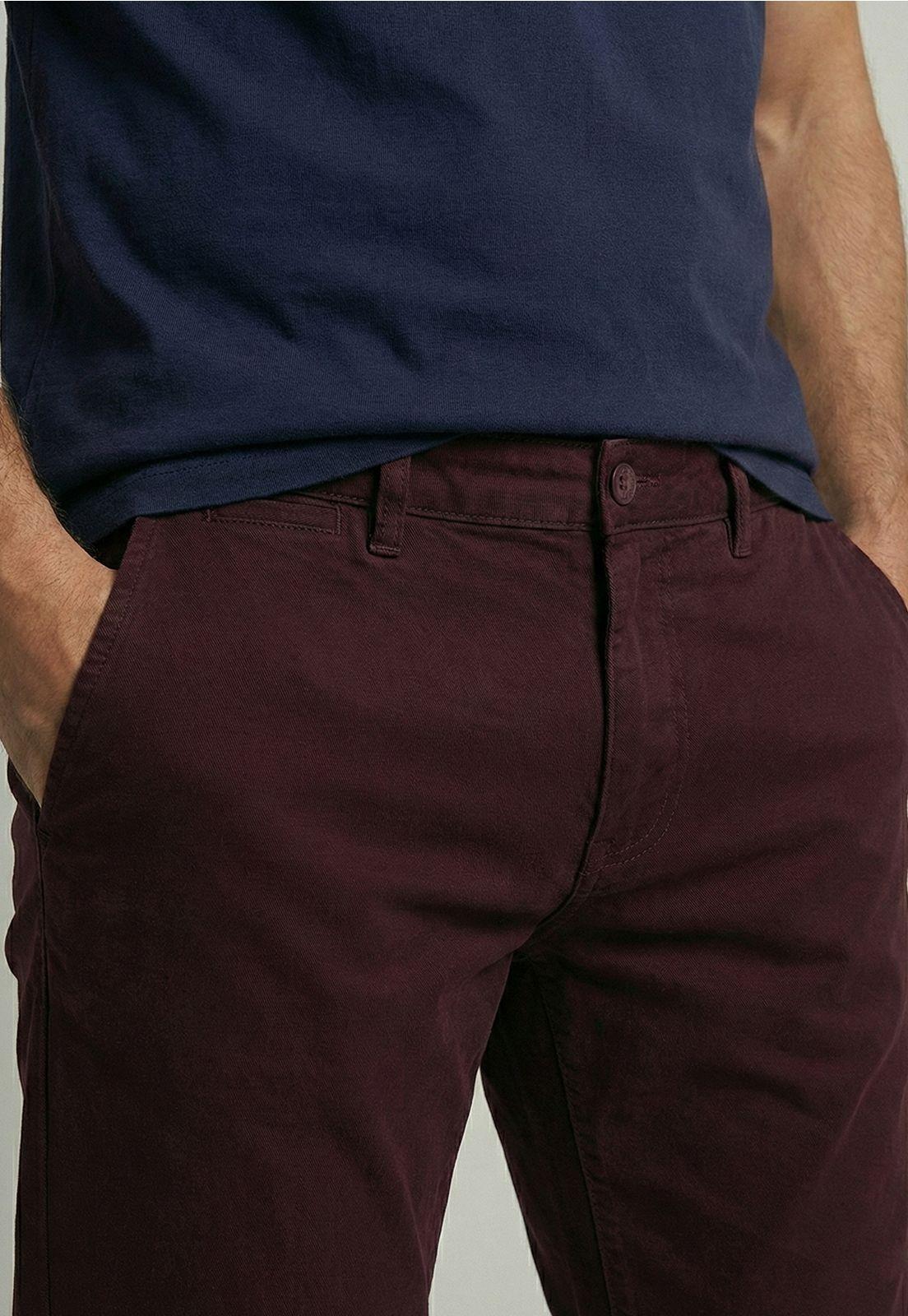 Pantalón Twill Slim /31 Wine-2