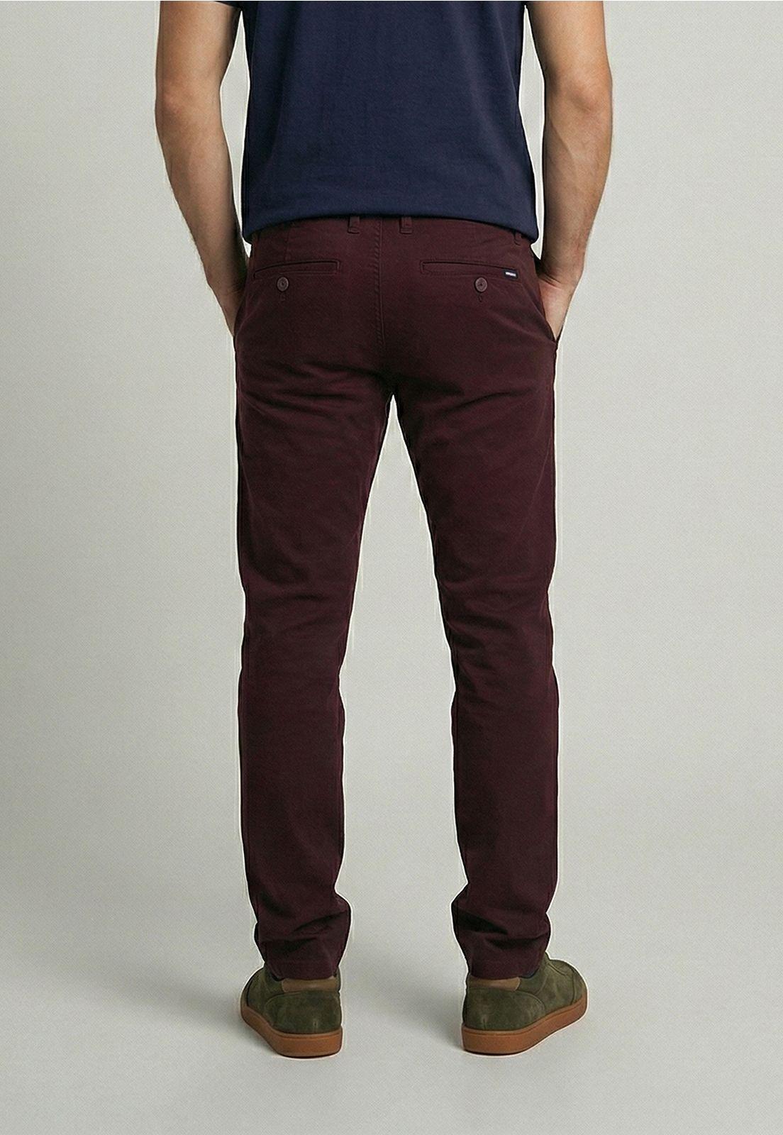 Pantalón Twill Slim /31 Wine-3