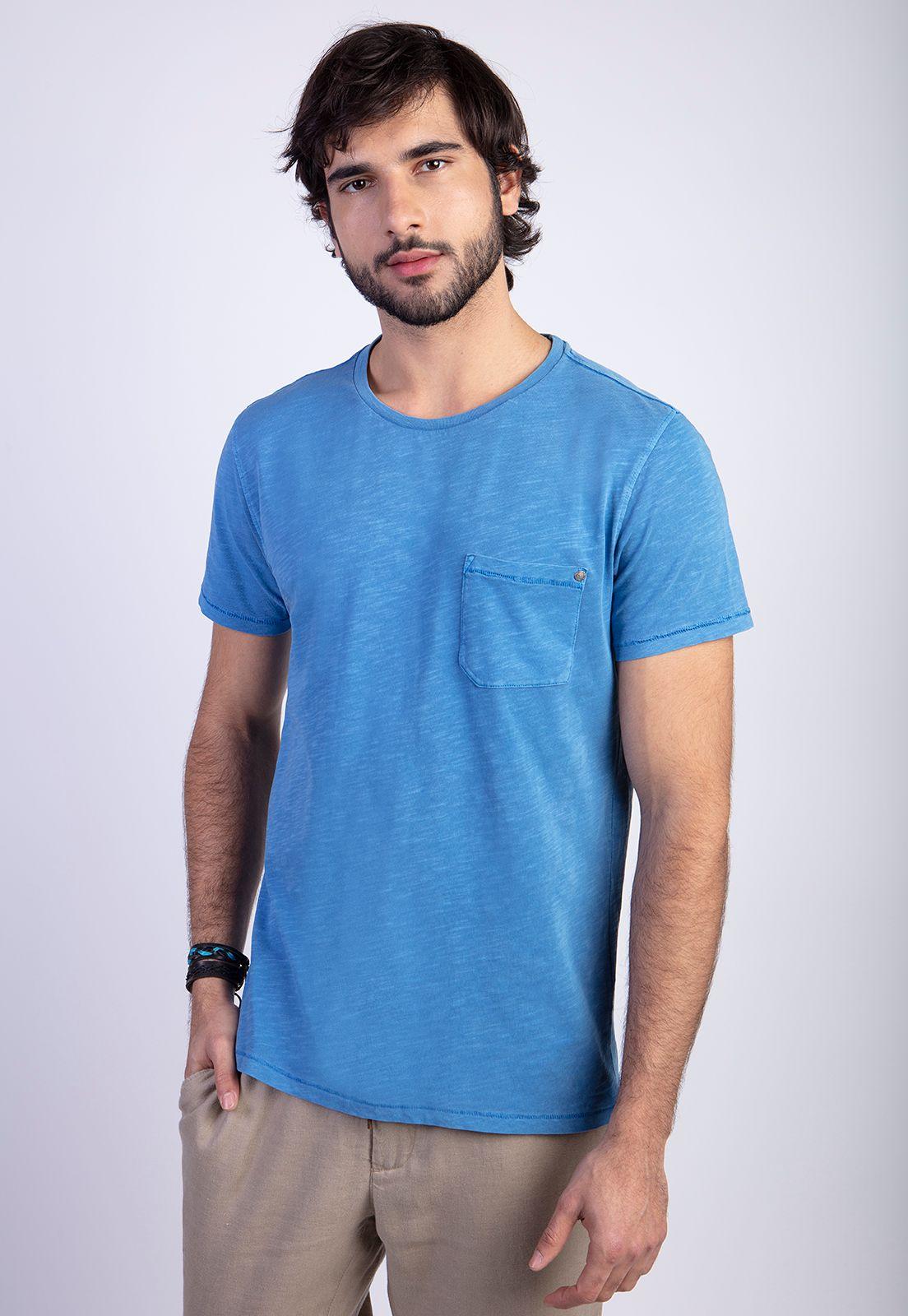 Polera Básica Bolsillo Slub Boston Sea-0