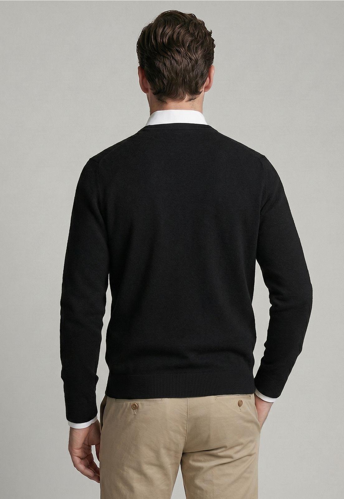 Sweater Arizona V-Neck Solido Black-2