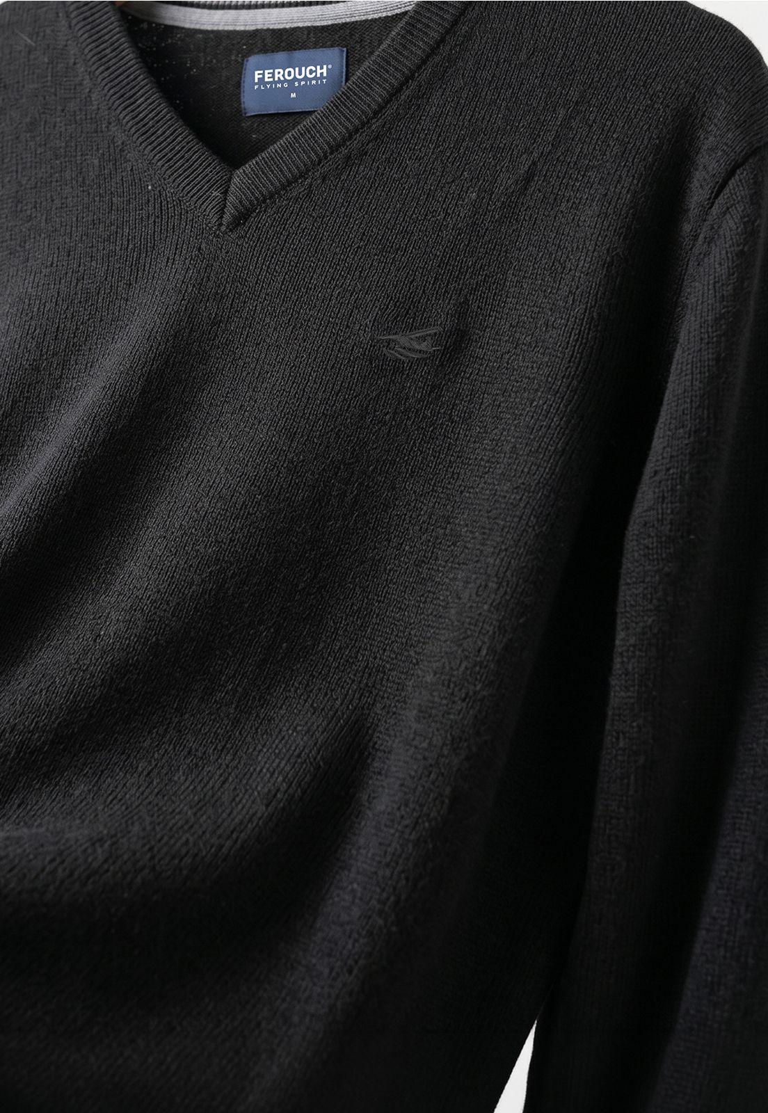 Sweater Arizona V-Neck Solido Black-3