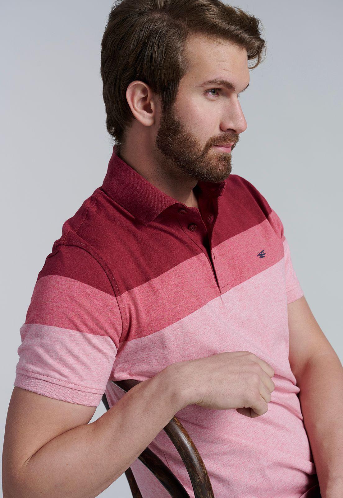 Polera Polo Rayas Baltimore Burgundy Melange-4