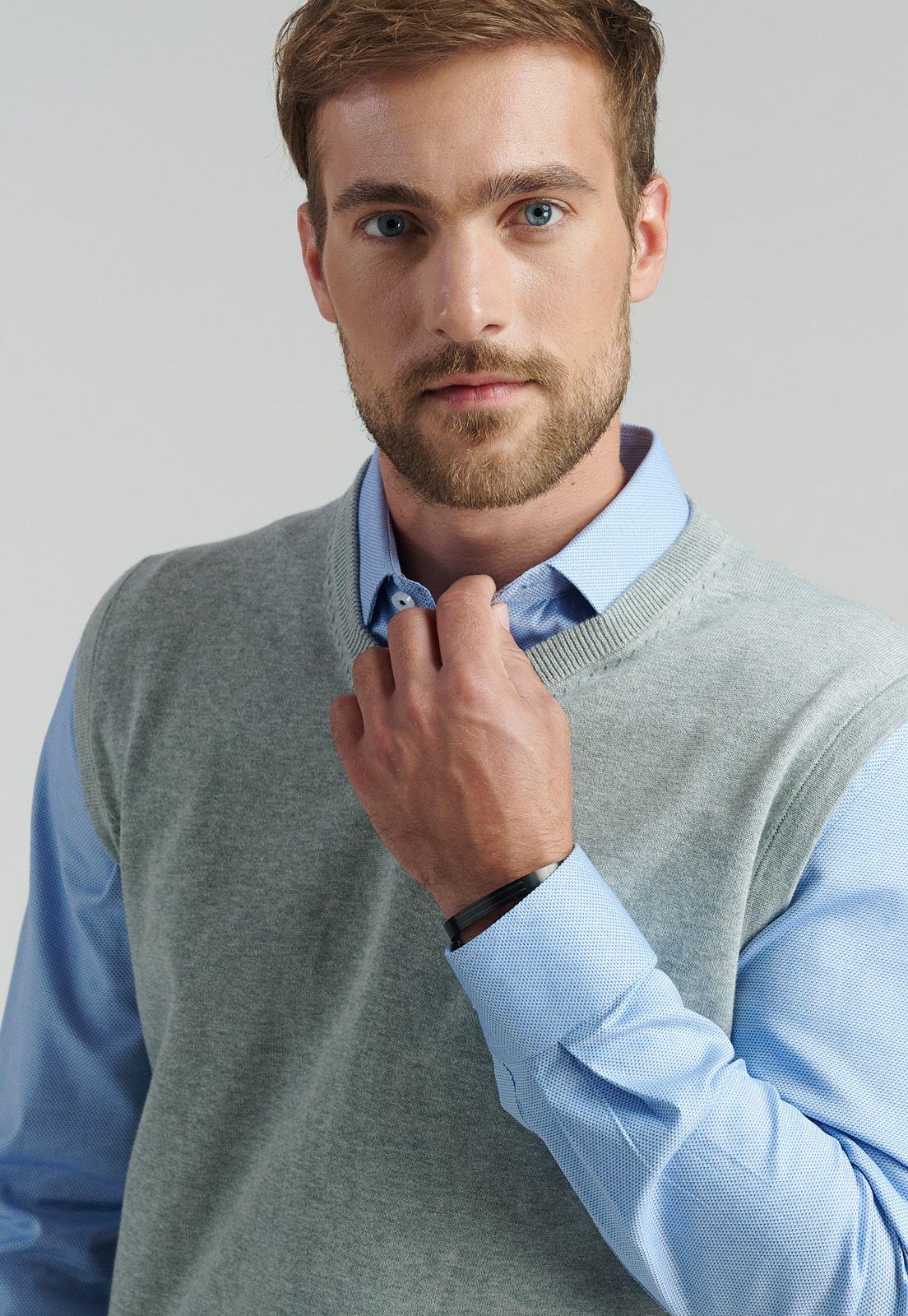 Sweater Smart Casual Sleeve Business Lt Grey-2