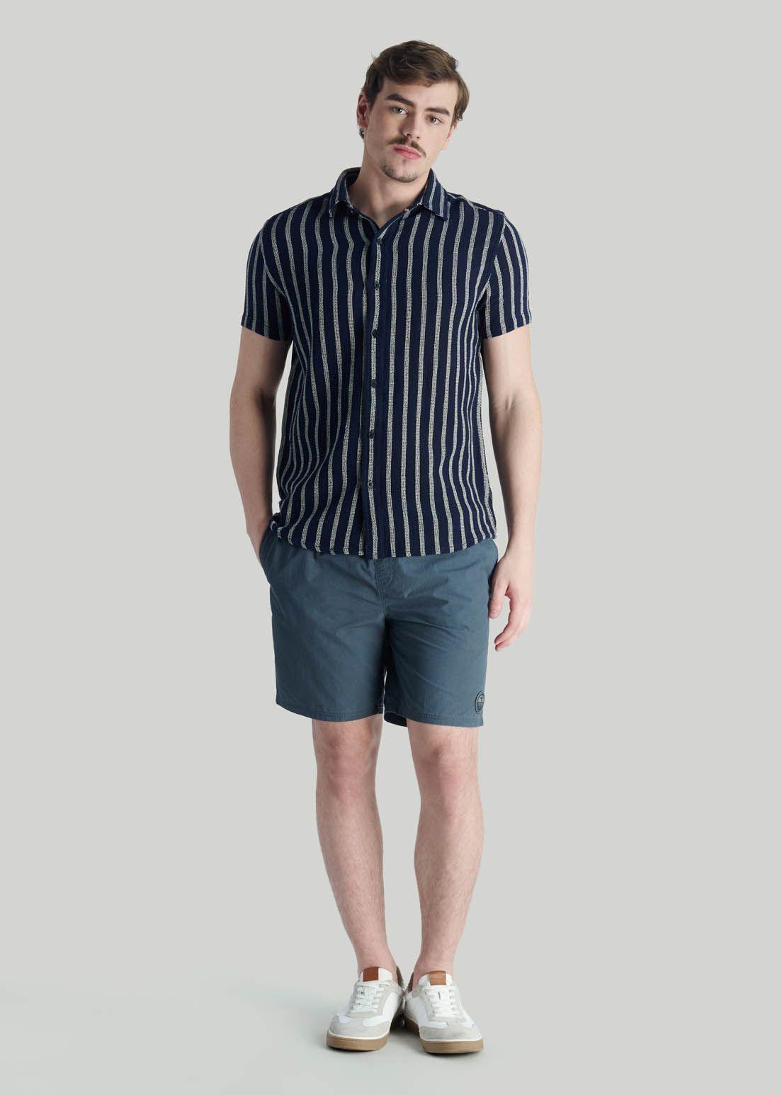 Camisa Stripe Casual Blue-0