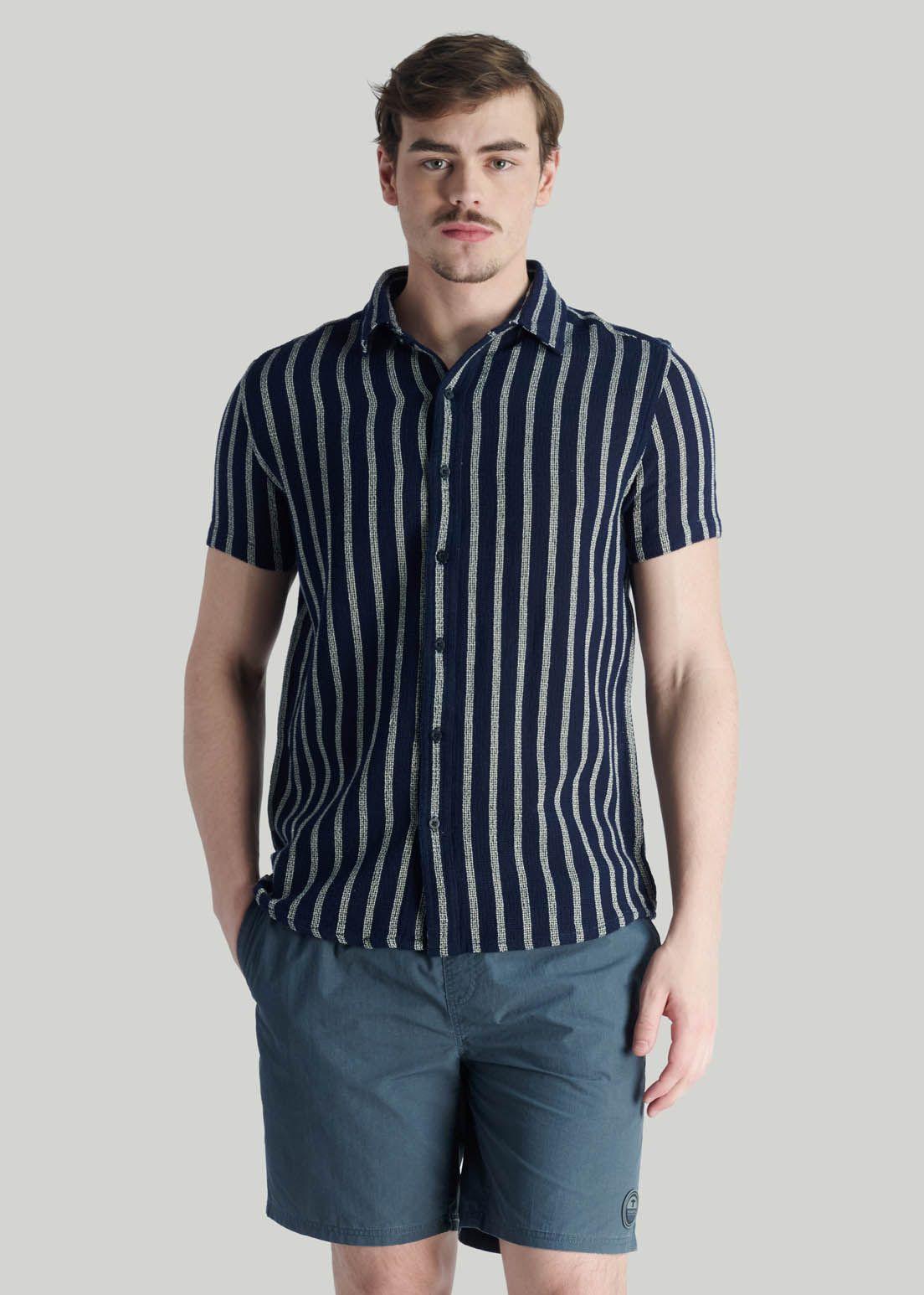 Camisa Stripe Casual Blue-1