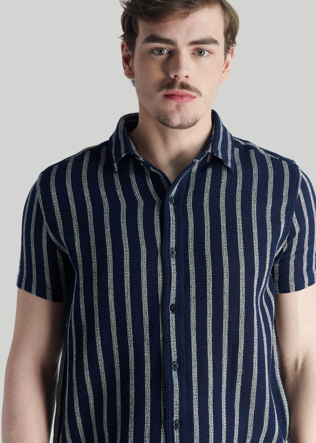 Camisa Stripe Casual Blue-2