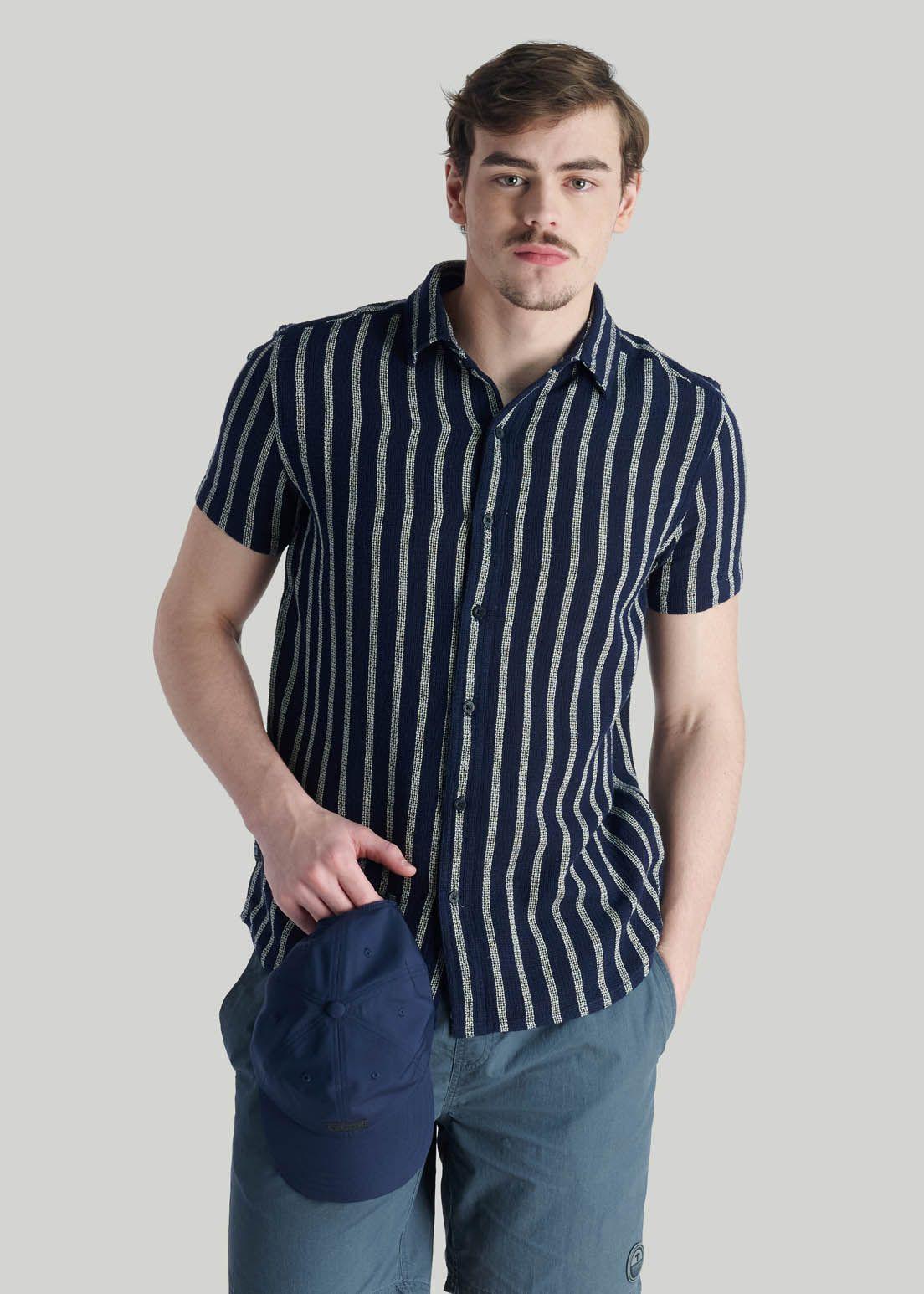 Camisa Stripe Casual Blue-4