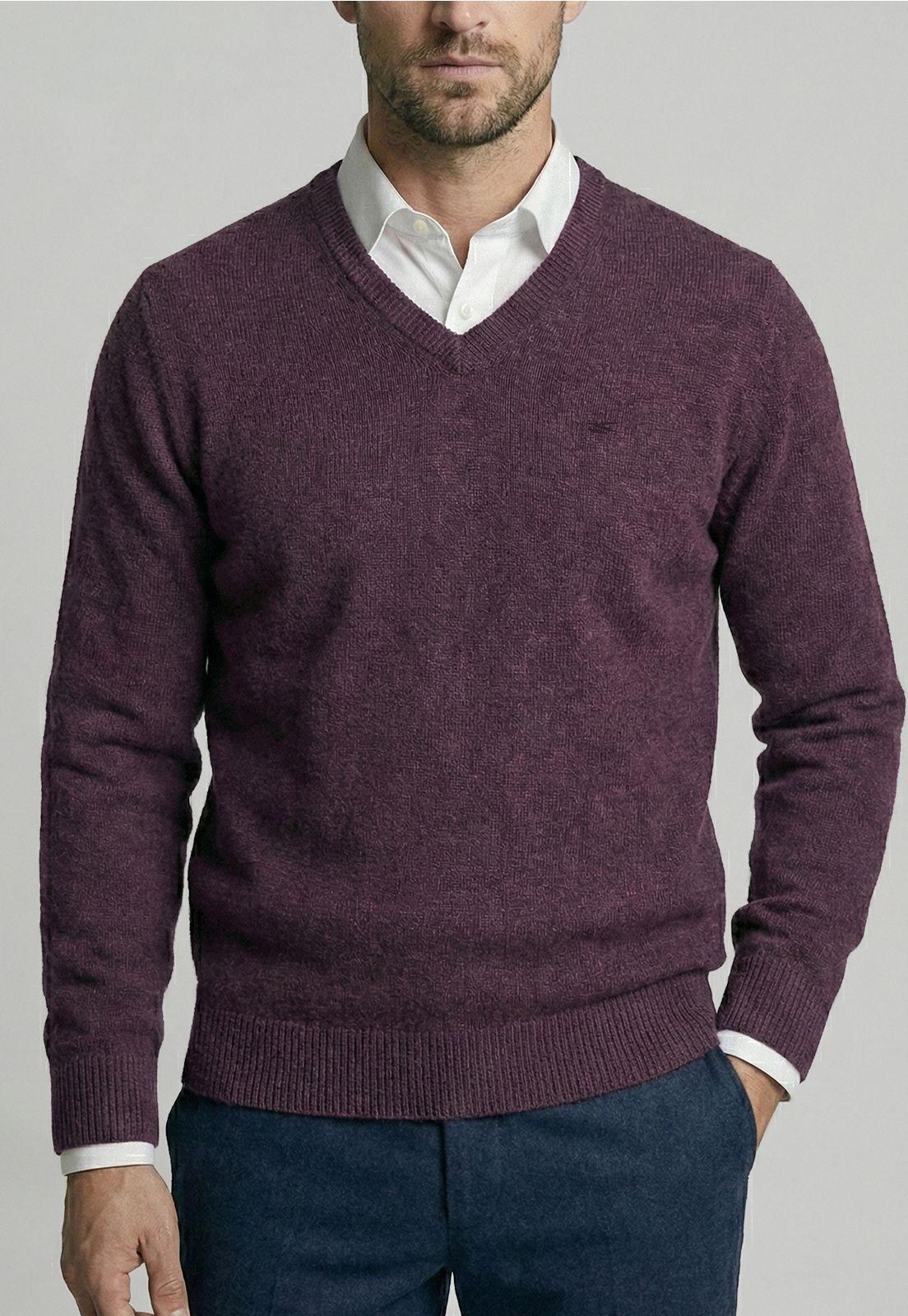 Sweater Atlanta V-Neck Burgundy Melange-2