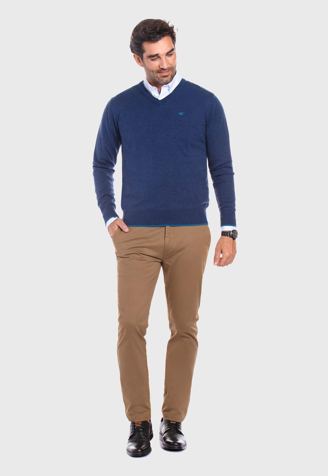 Sweater Melange Smart Casual  L/S Navy Melange-1