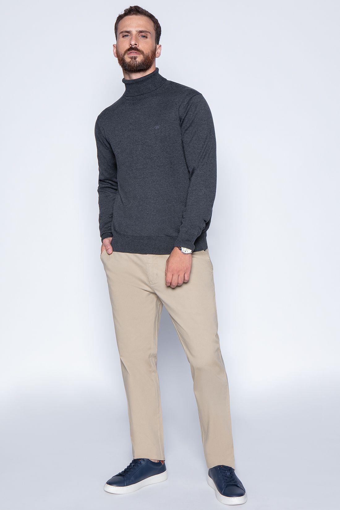 Sweater Smart Casual Turtle Neck Graphite-3