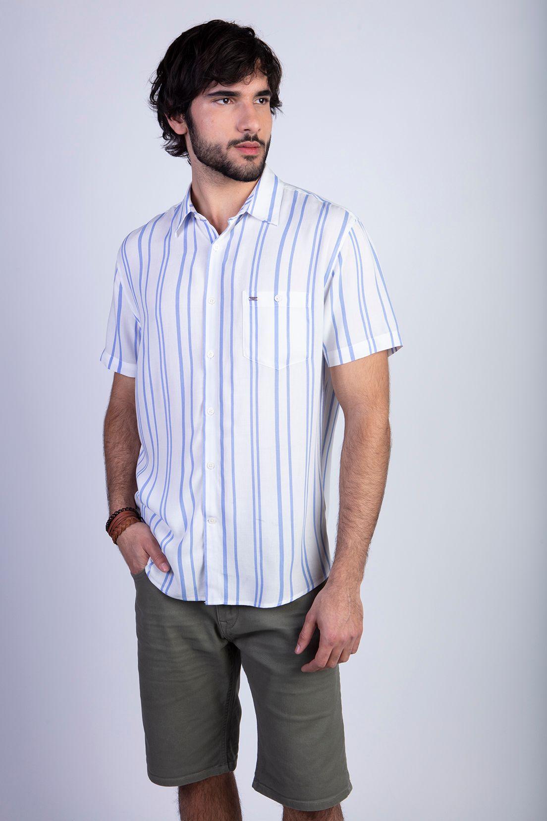 Camisa Estampada Rayas Fj Sky-0