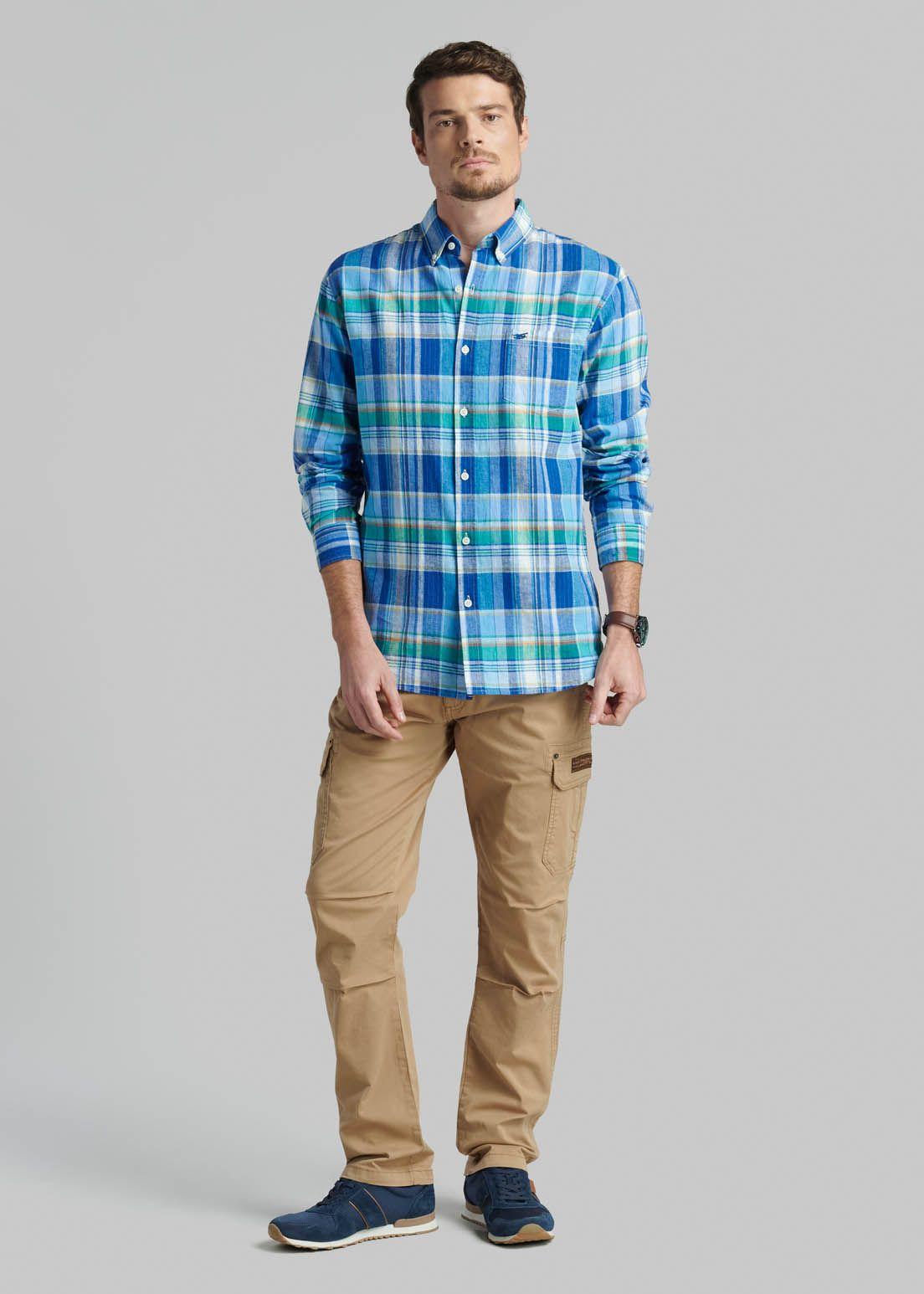 Camisa Lino Check Arvada Blue-1