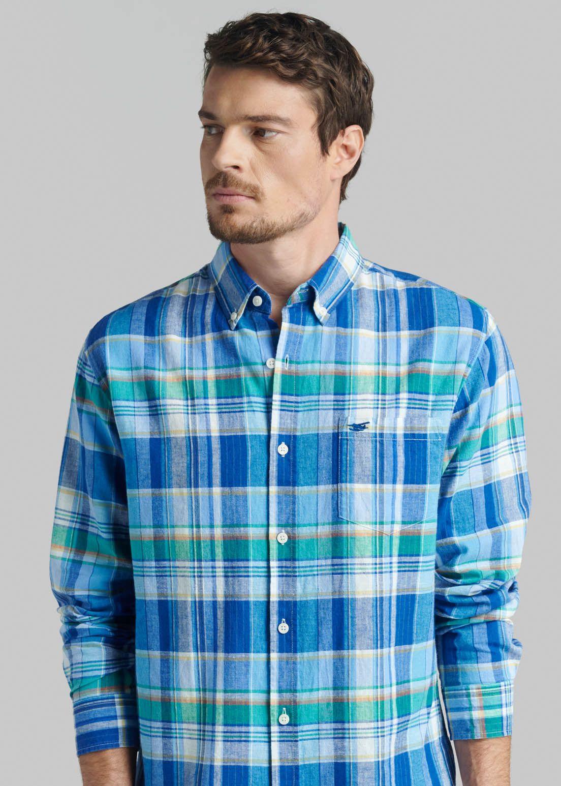 Camisa Lino Check Arvada Blue-2