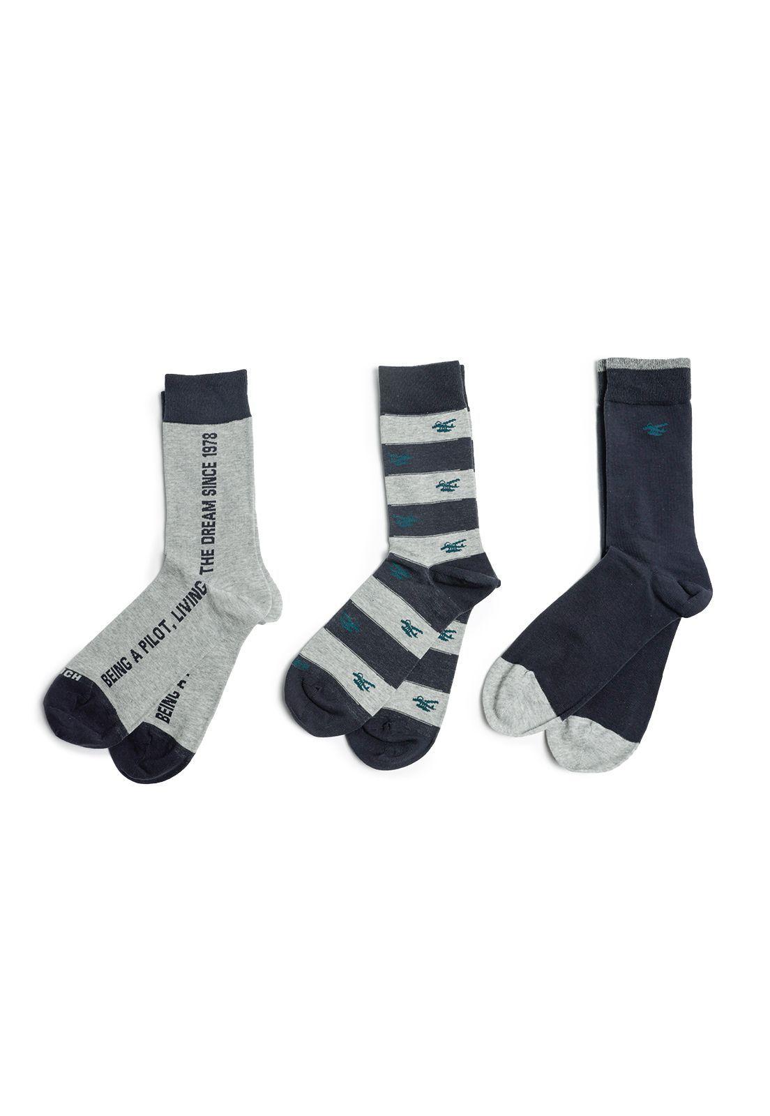 Calcetines Airplane Tripack Grafito Mela-1