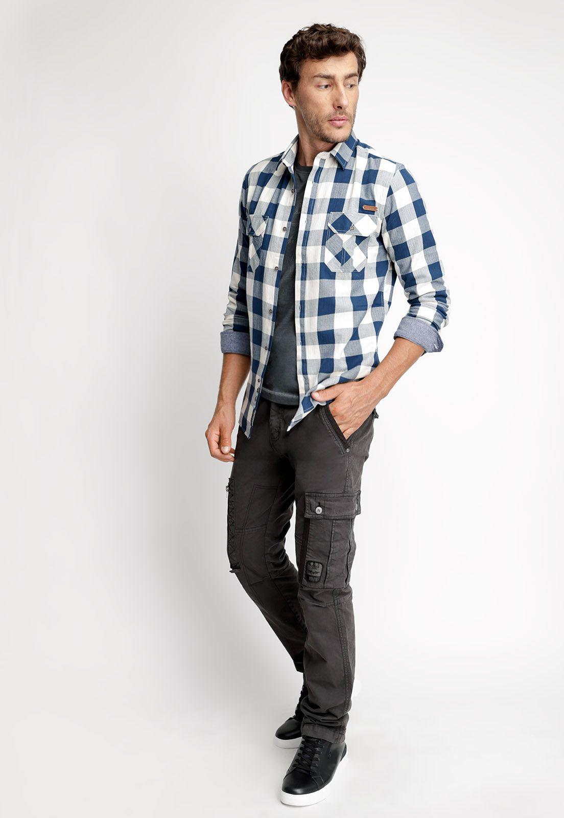 Camisa Checkered Indiana Fj Blue-3