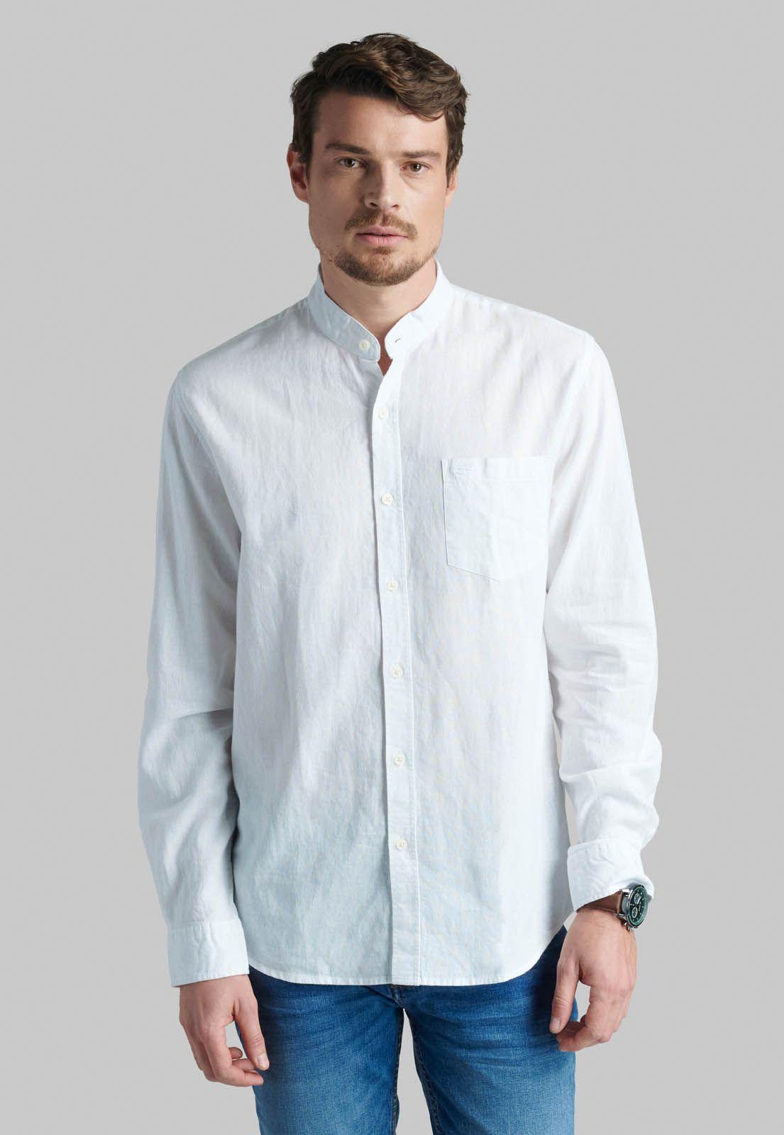 Camisa Cuello Mao Lino Midland White-0