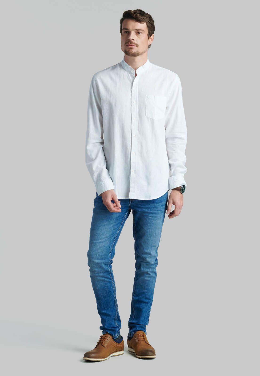 Camisa Cuello Mao Lino Midland White-1