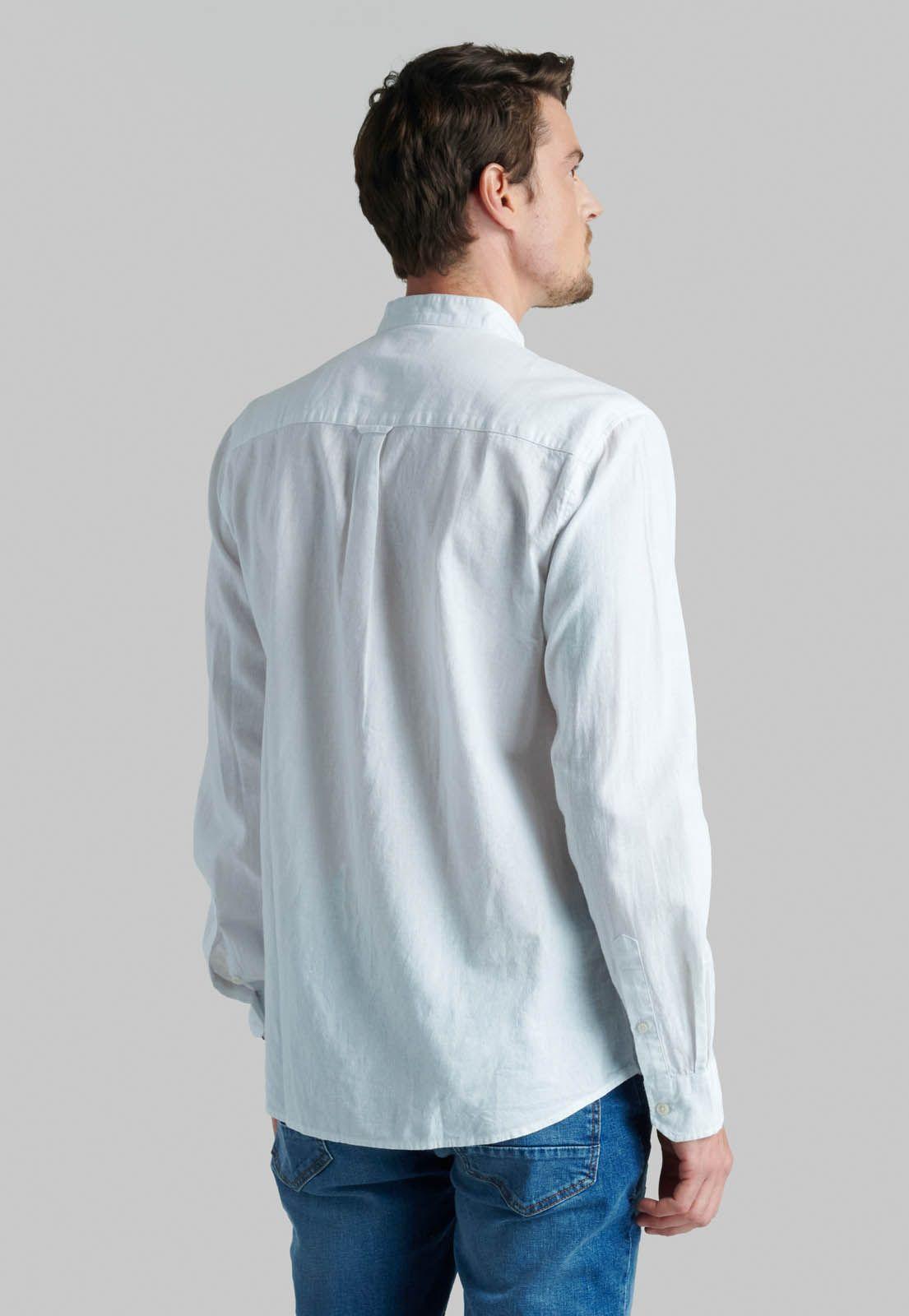 Camisa Cuello Mao Lino Midland White-3