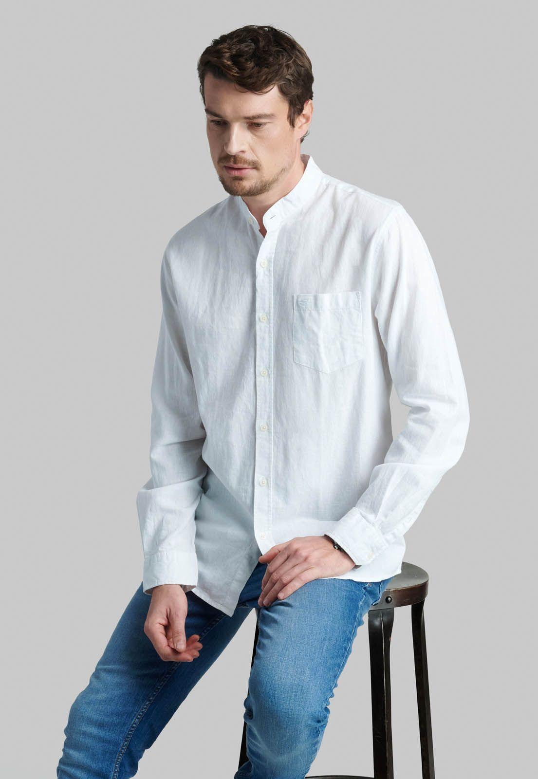 Camisa Cuello Mao Lino Midland White-4