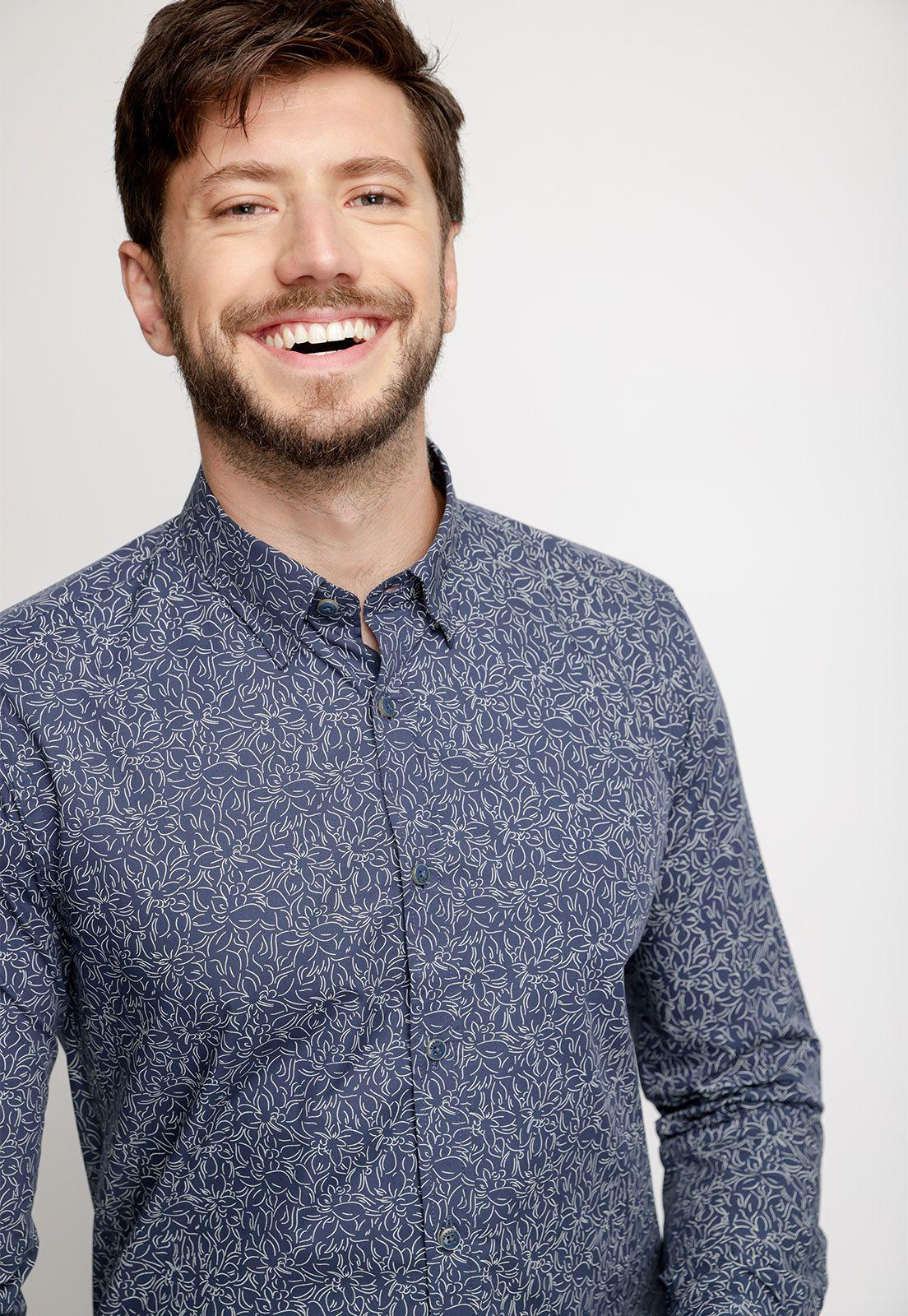 Camisa Estampada Irving F Ecru-2