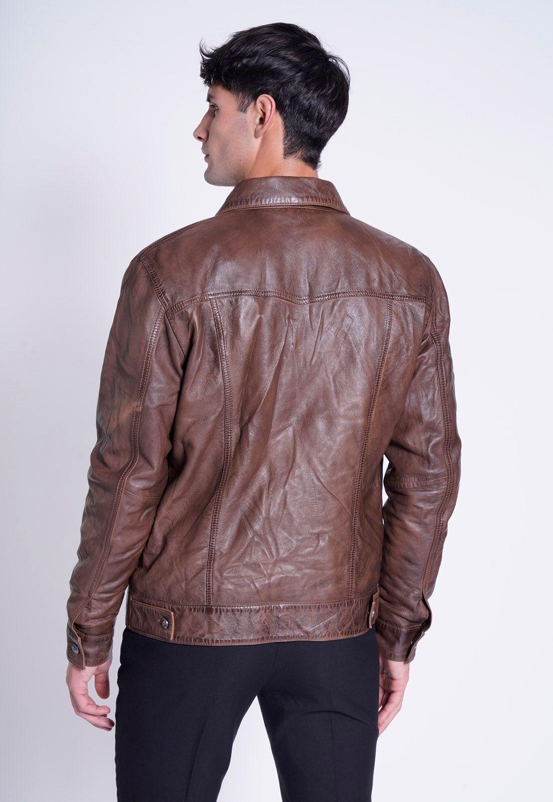 CHAQUETA CUERO BEHANCE COGNAC-1