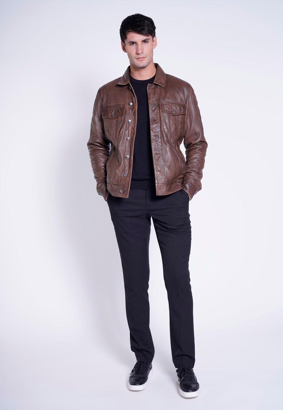 CHAQUETA CUERO BEHANCE COGNAC-3
