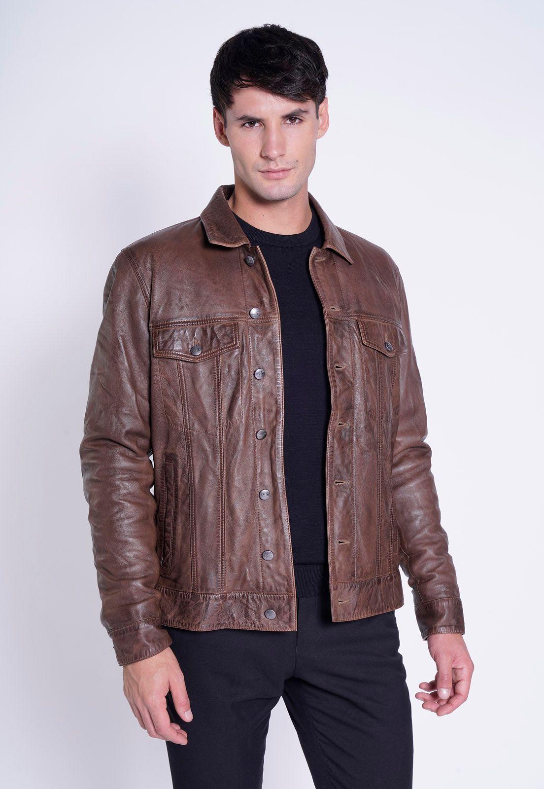 CHAQUETA CUERO BEHANCE COGNAC-0