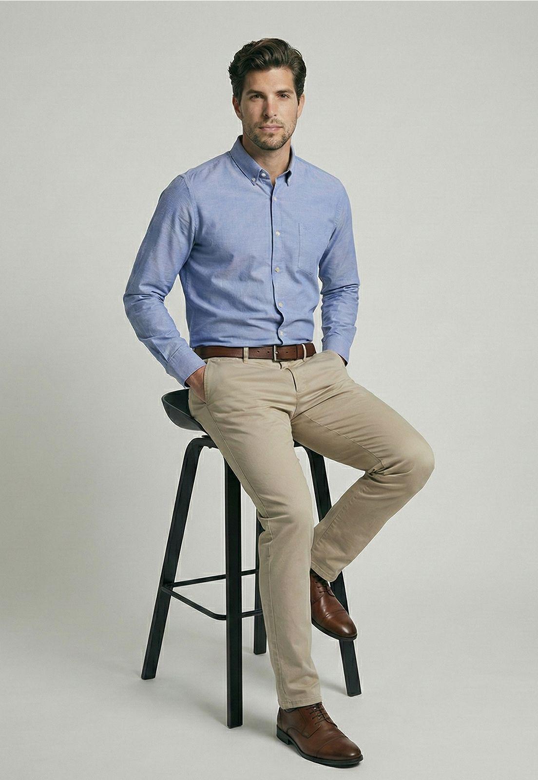 Camisa Smart Casual Oxford Navy-4