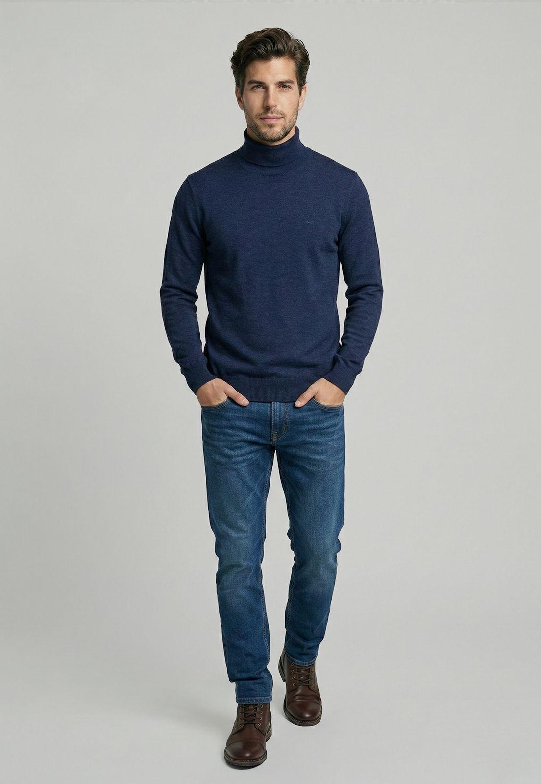Sweater Turtle Neck Indigo Melange-1