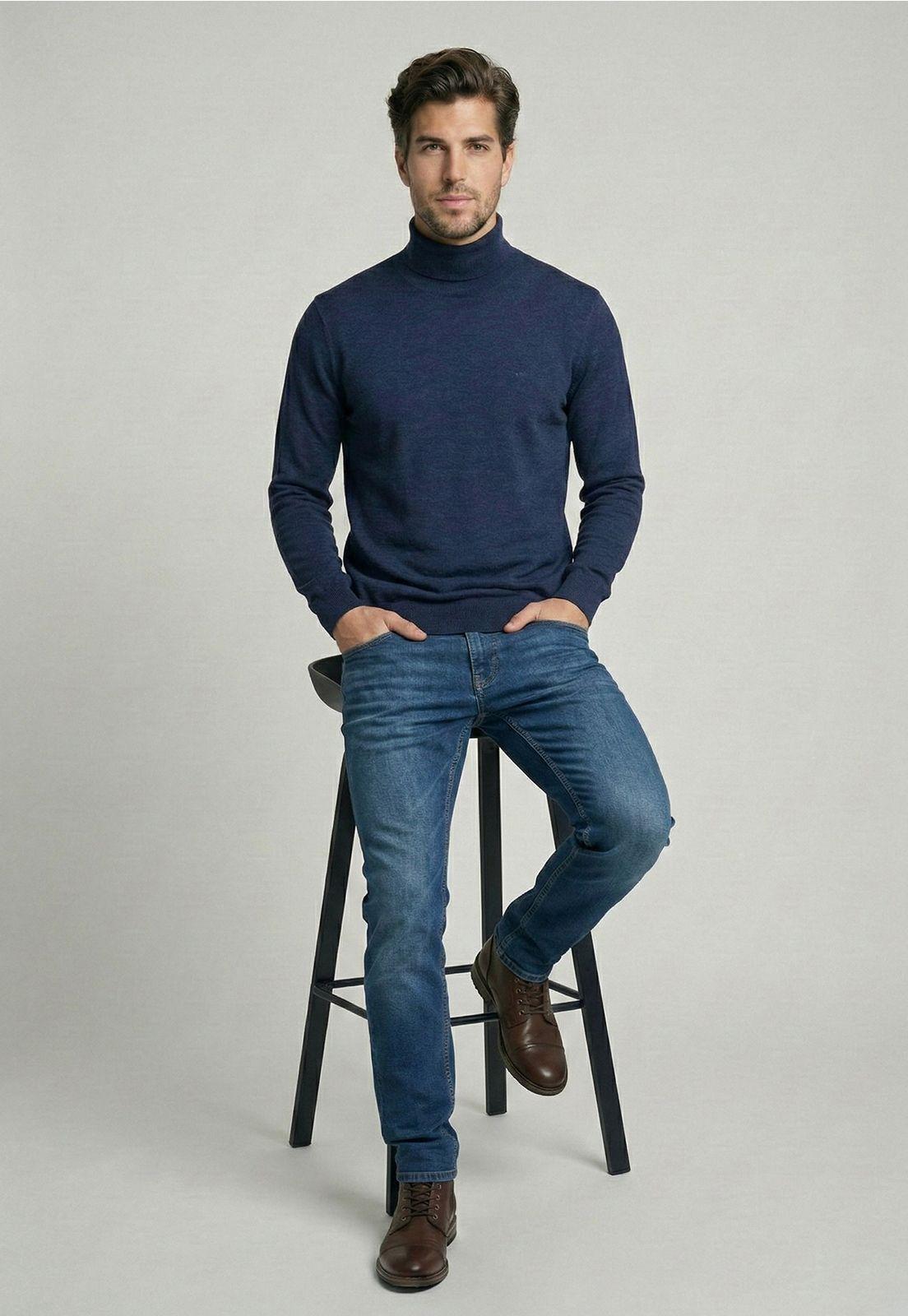 Sweater Turtle Neck Indigo Melange-4