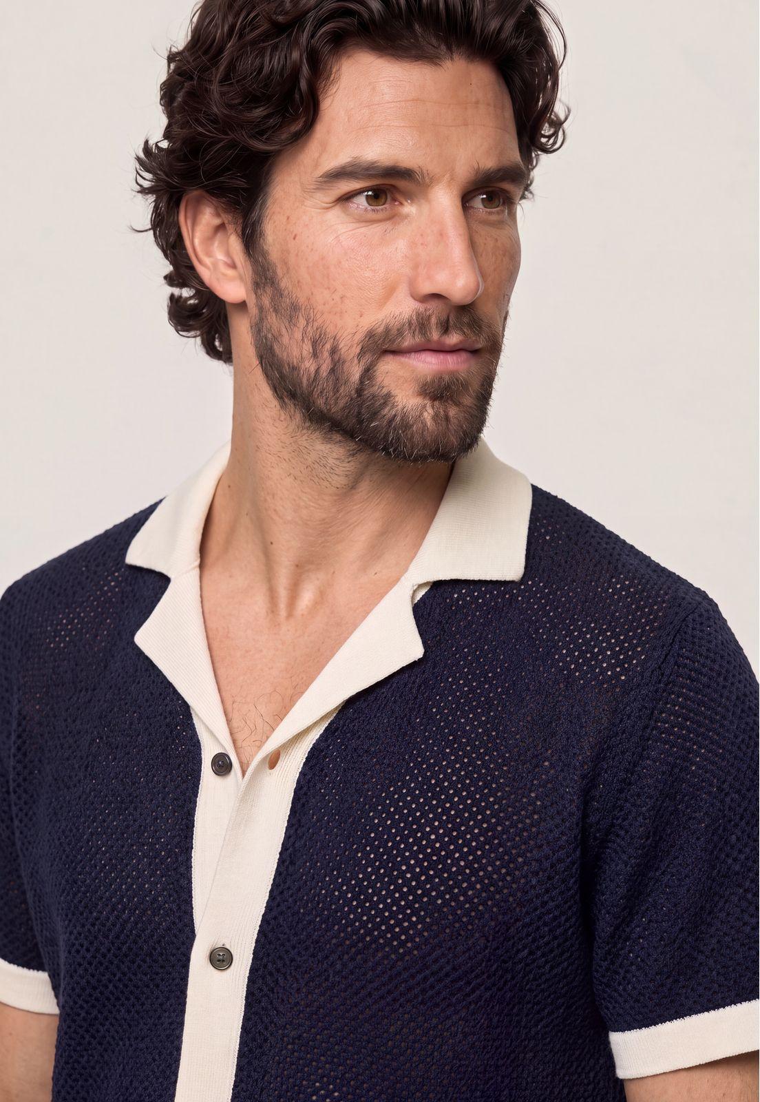 Camisa Tejida Calabasas Navy-3