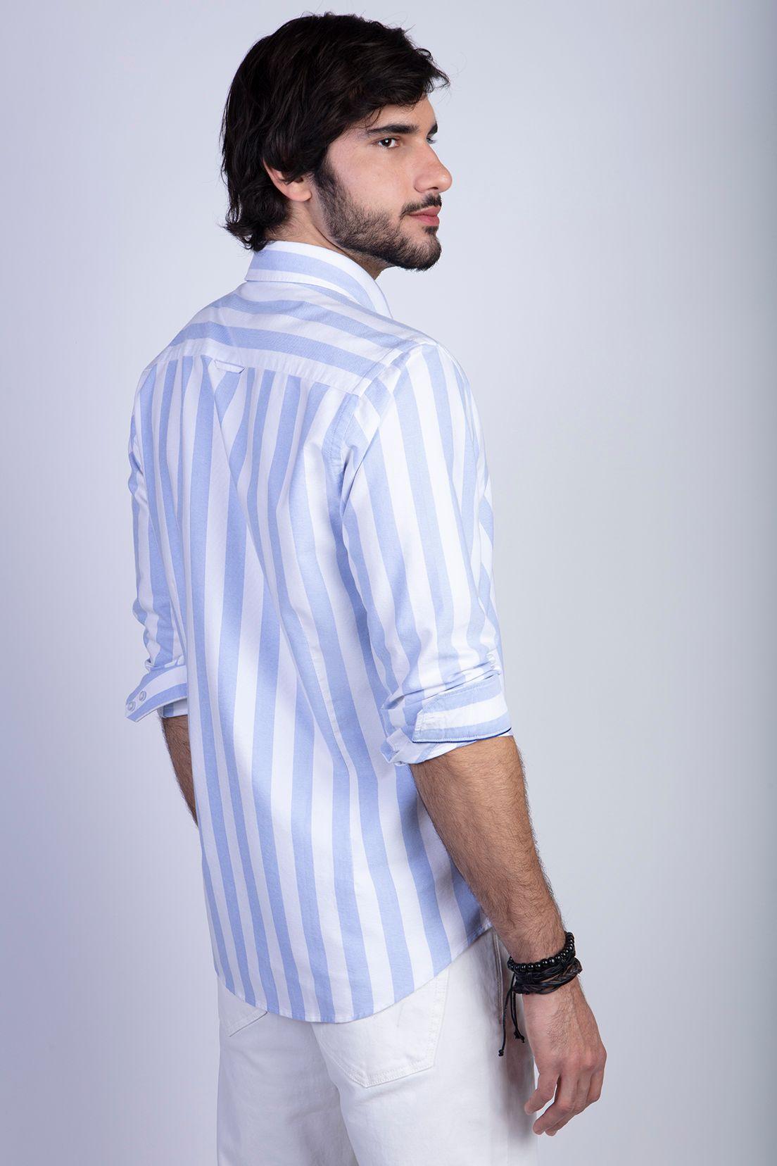 Camisa Sport Listada F Sky-1