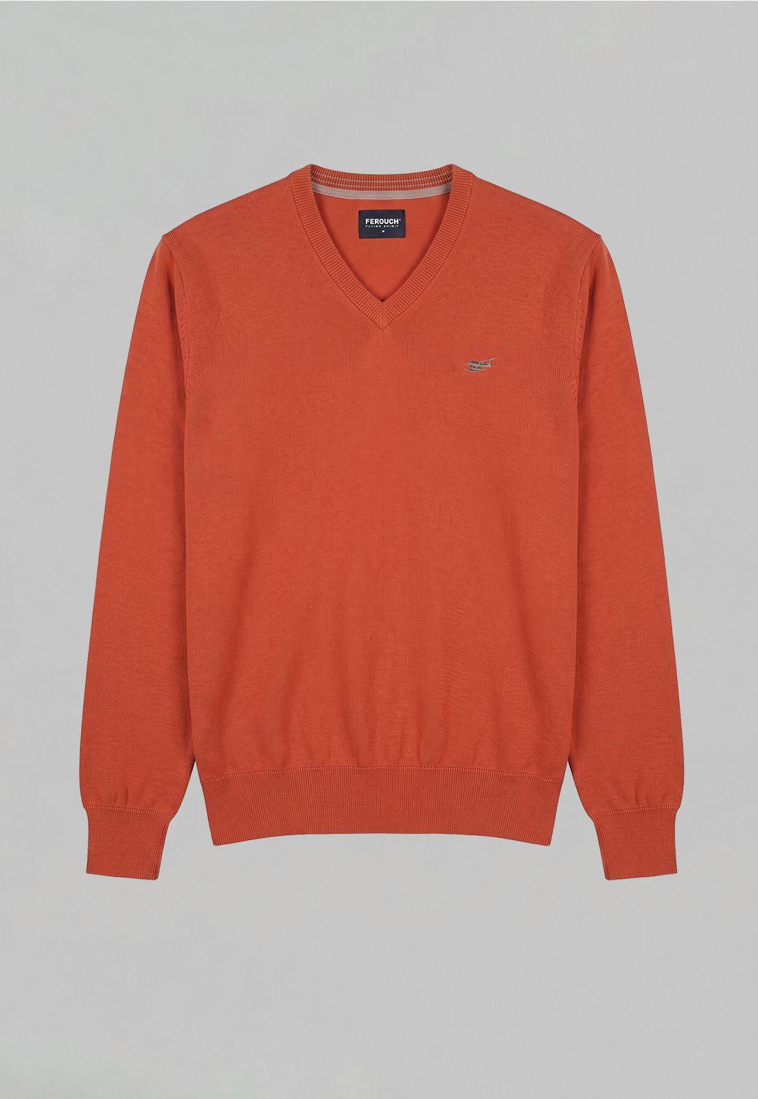 Sweater Arizona V-Neck Solido Orange-4