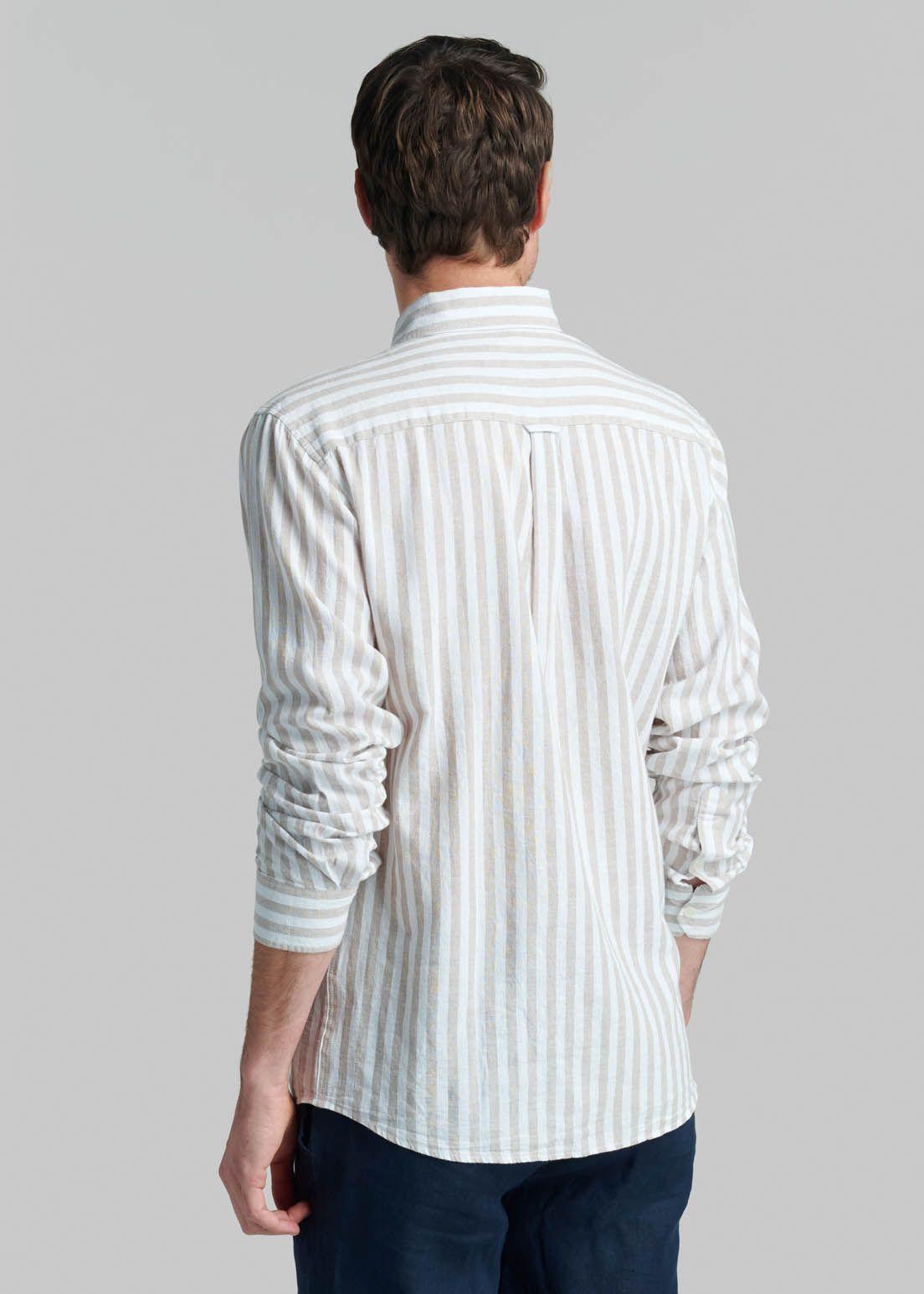 Camisa Lino Listada Omaga Beige-3