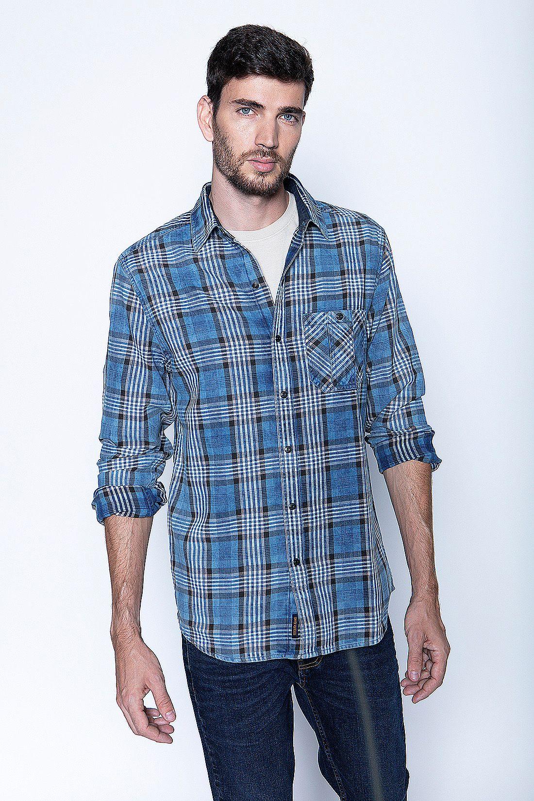 Camisa Checkered Indigo Fj Blue-0