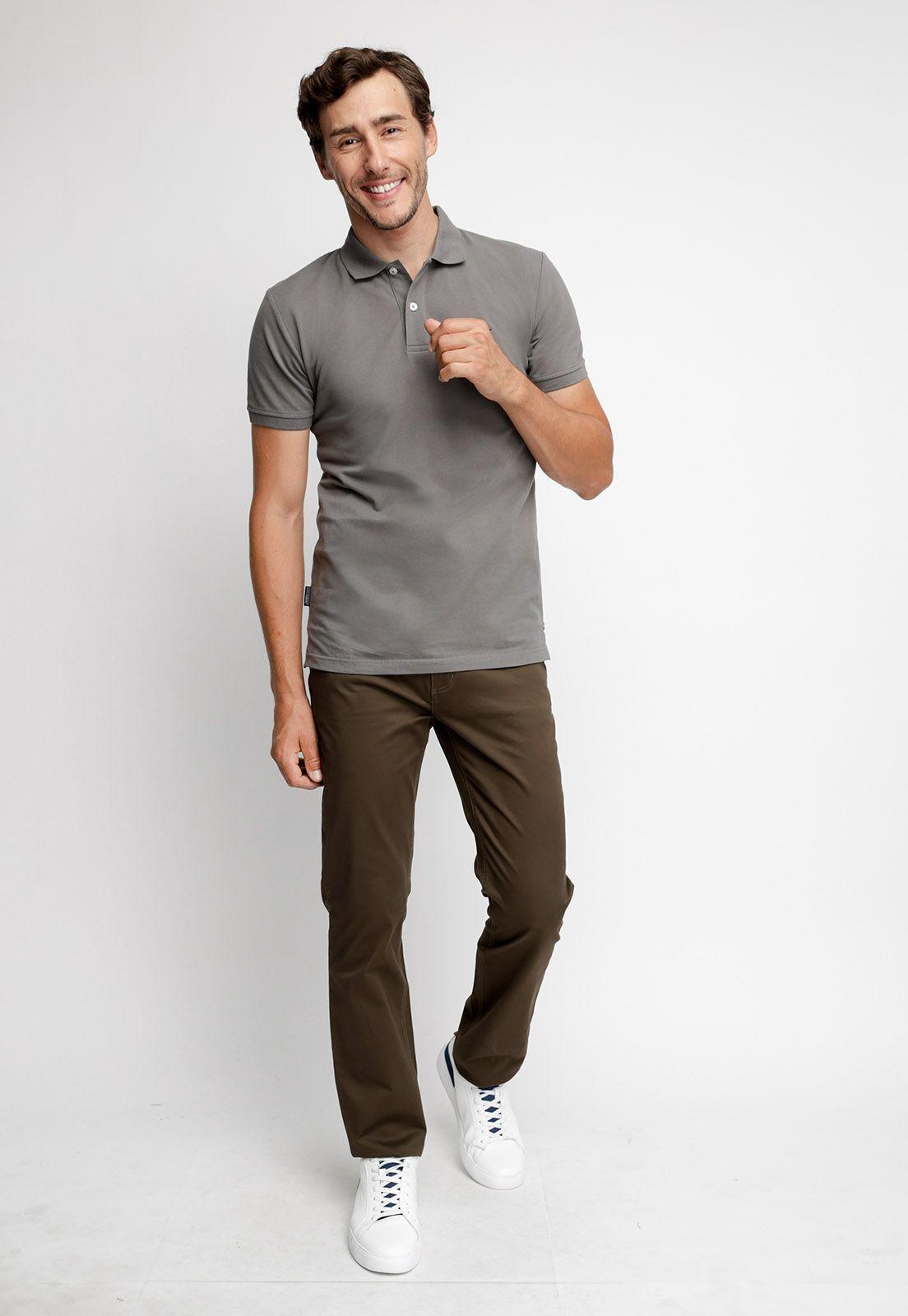 Polera Polo Básica Manga Corta Grafito-3