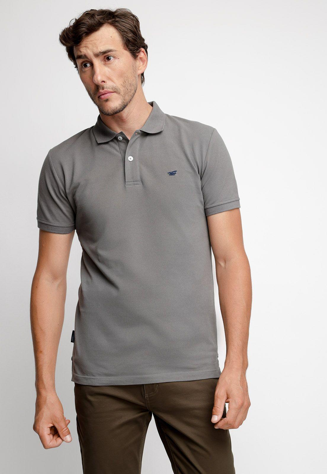 Polera Polo Básica Manga Corta Grafito-0