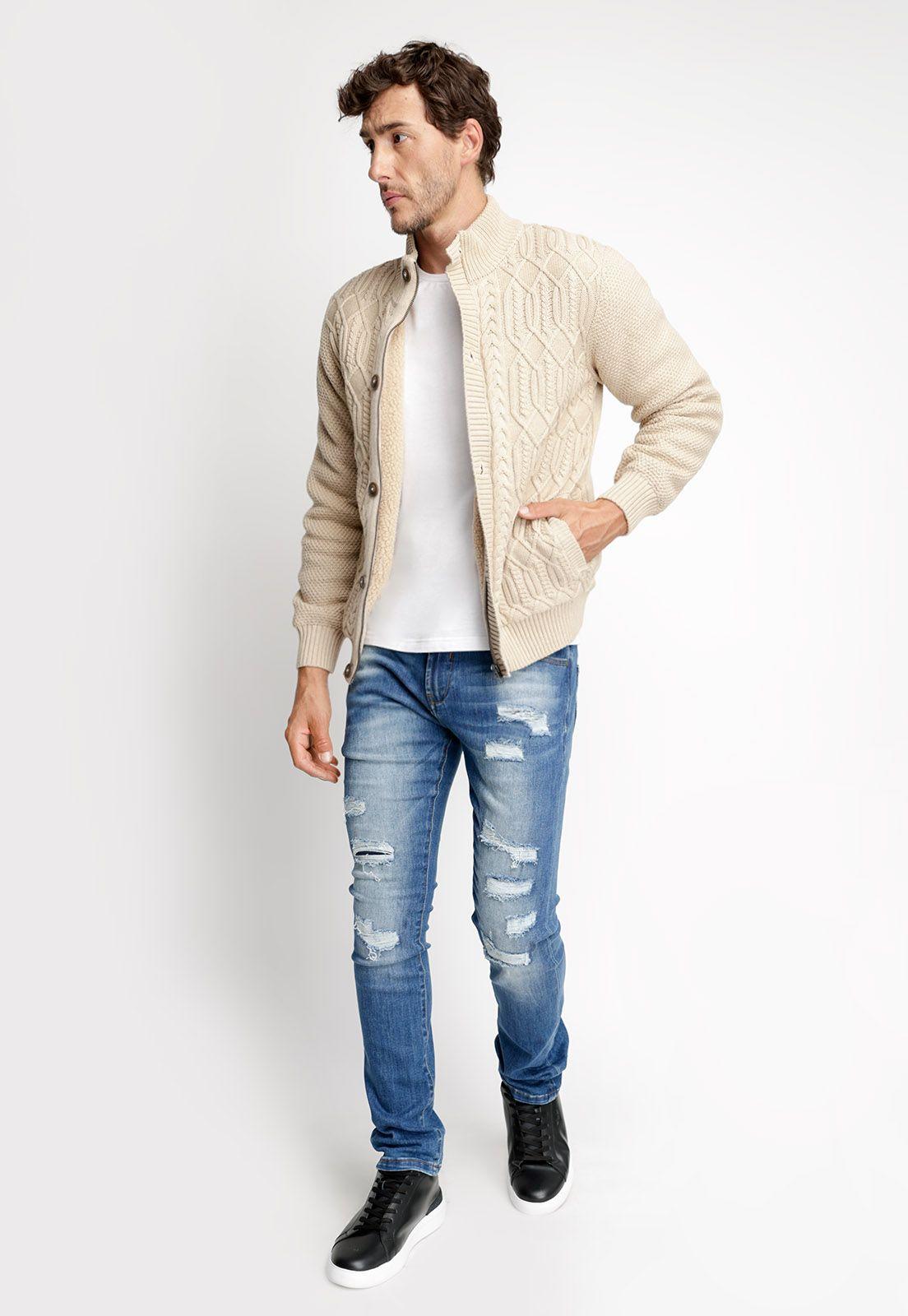 Cardigan Sherpa New York Ecru Melange-3