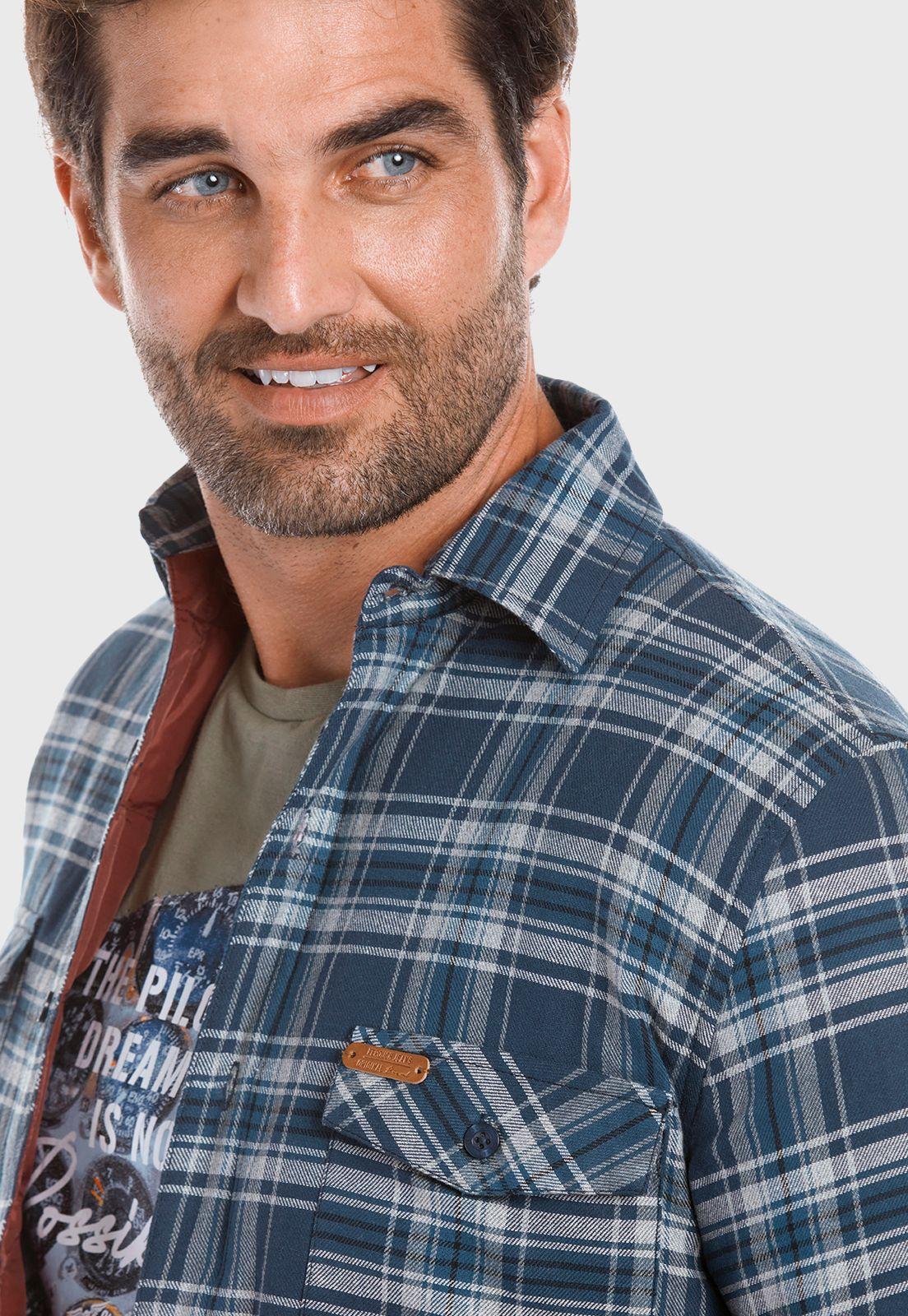 Chaqueta Overshirt Chechered Fj Navy-3