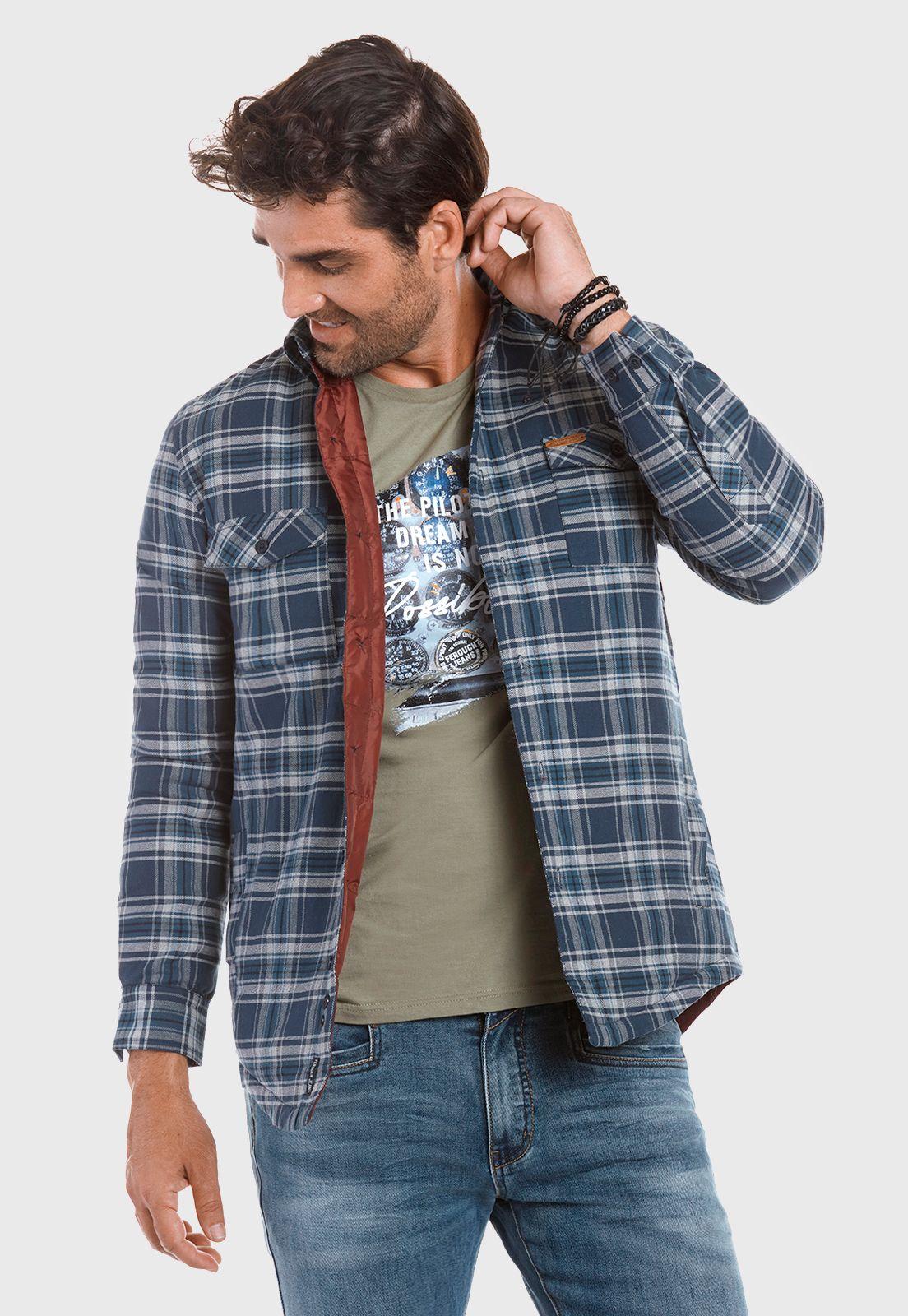 Chaqueta Overshirt Chechered Fj Navy-0