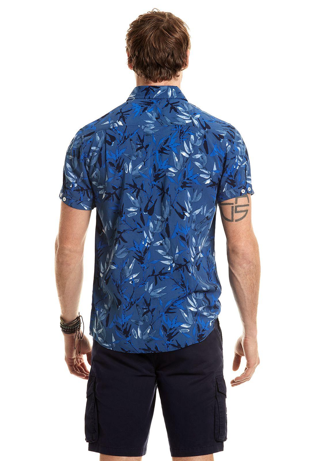 Camisa Estampada Hojas Fj Navy-2