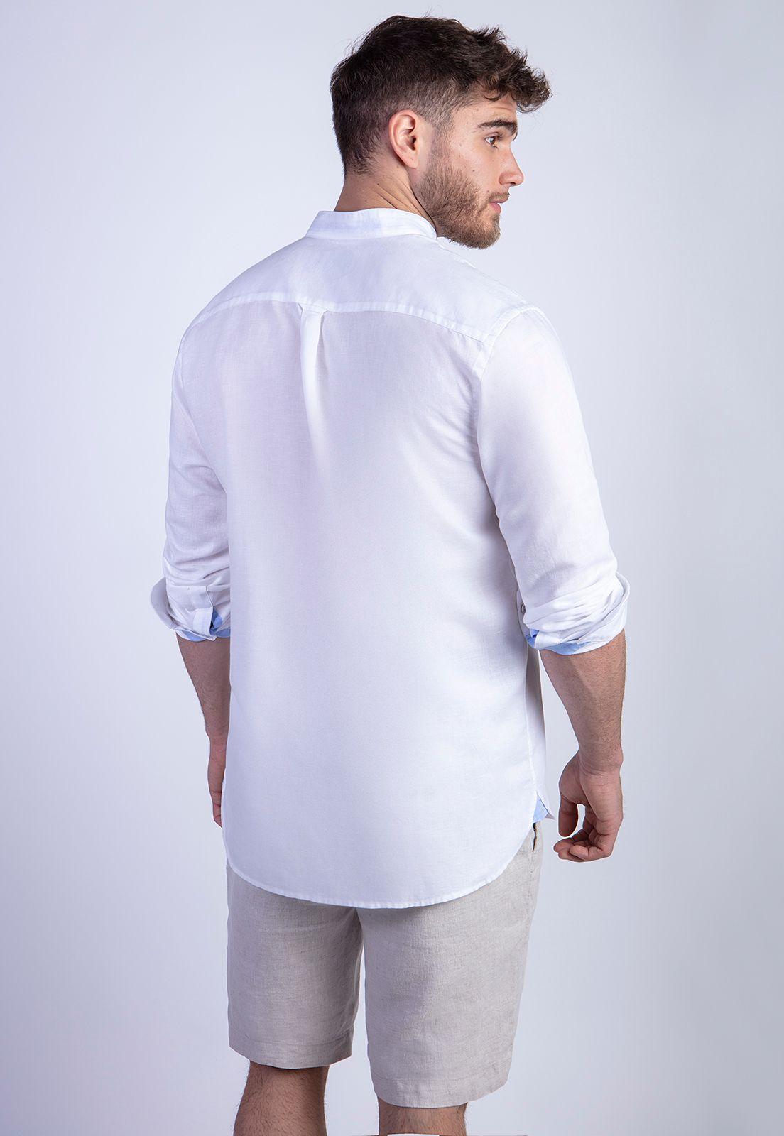 Camisa Lino White Cuello Mao-1