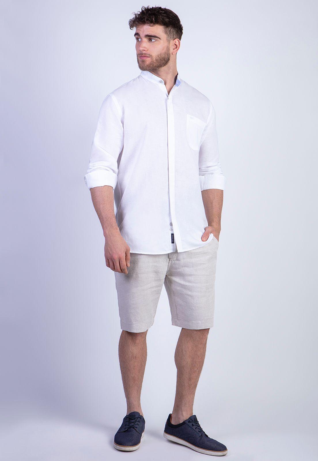 Camisa Lino White Cuello Mao-2