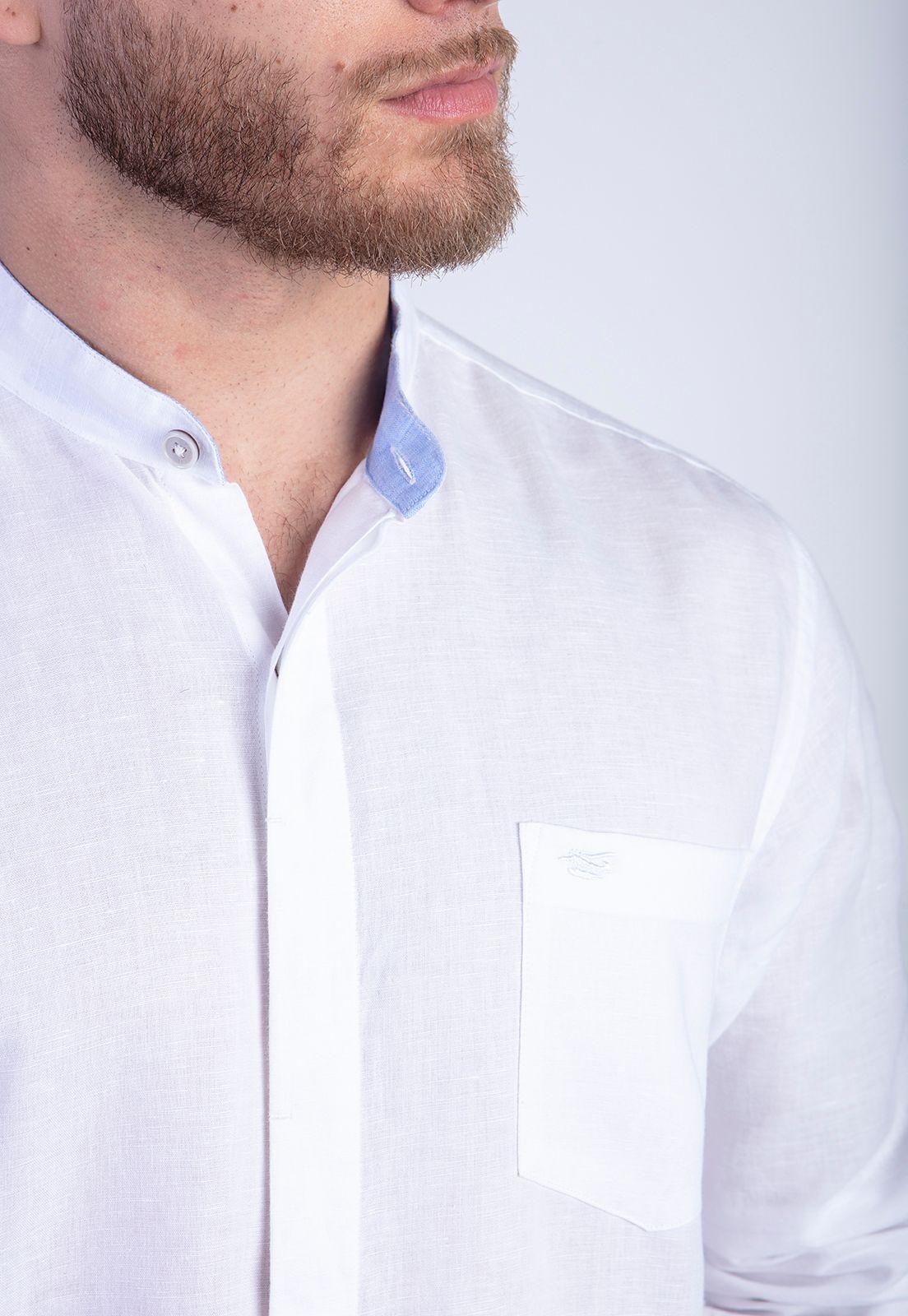Camisa Lino White Cuello Mao-3