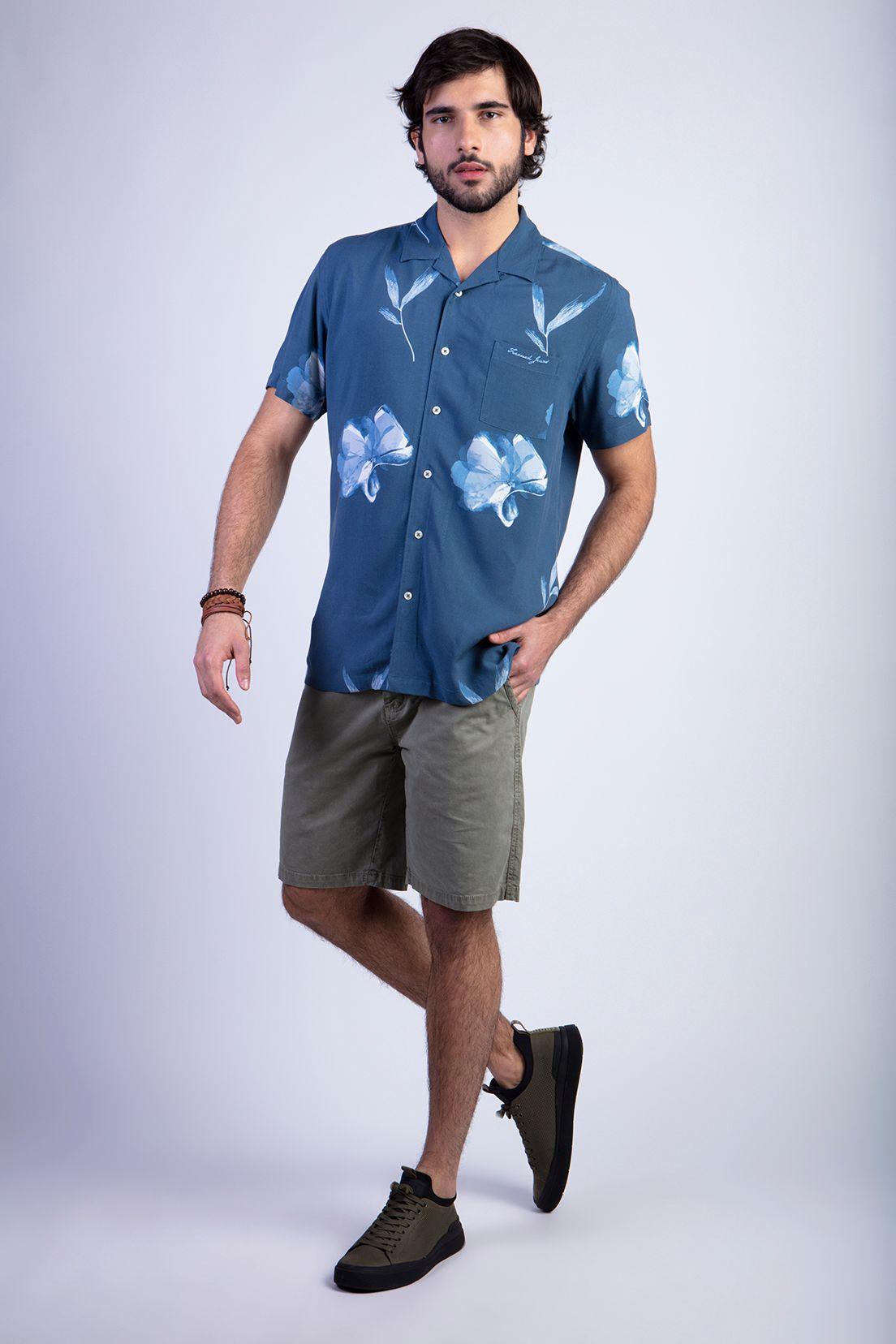 Camisa Estampada Flores Fj Blue-2