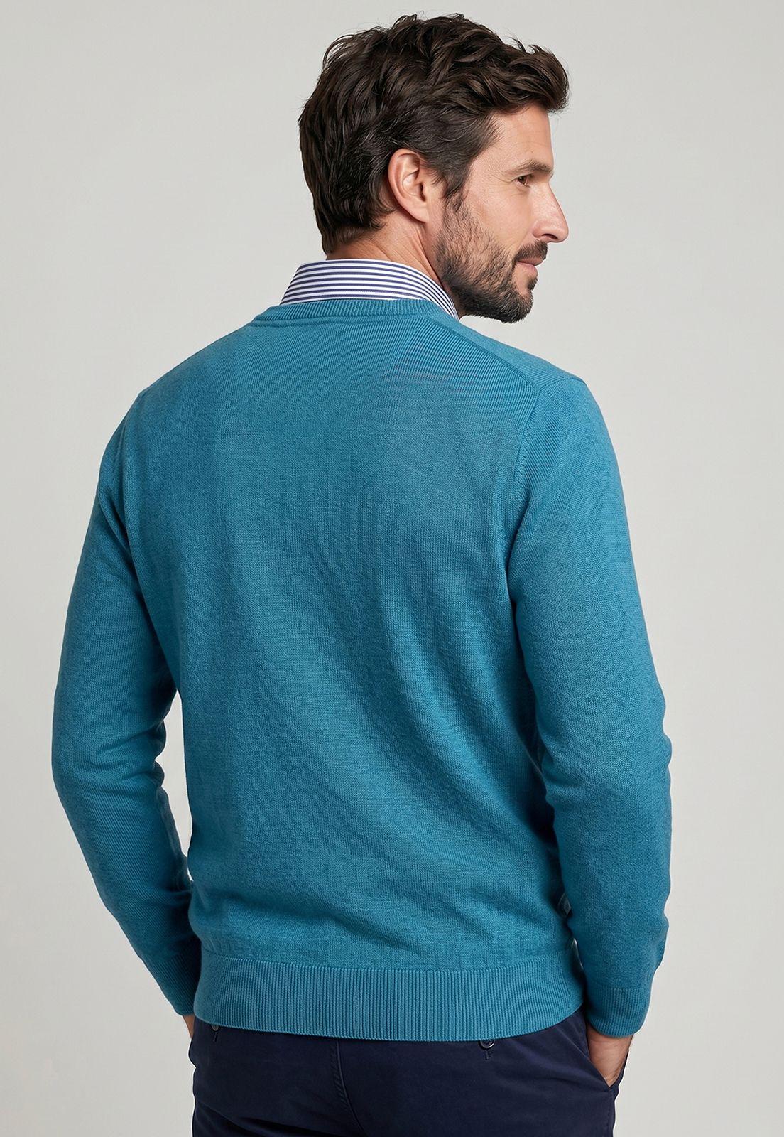 Sweater Atlanta V-Neck Melange Turquoise  Melange-2