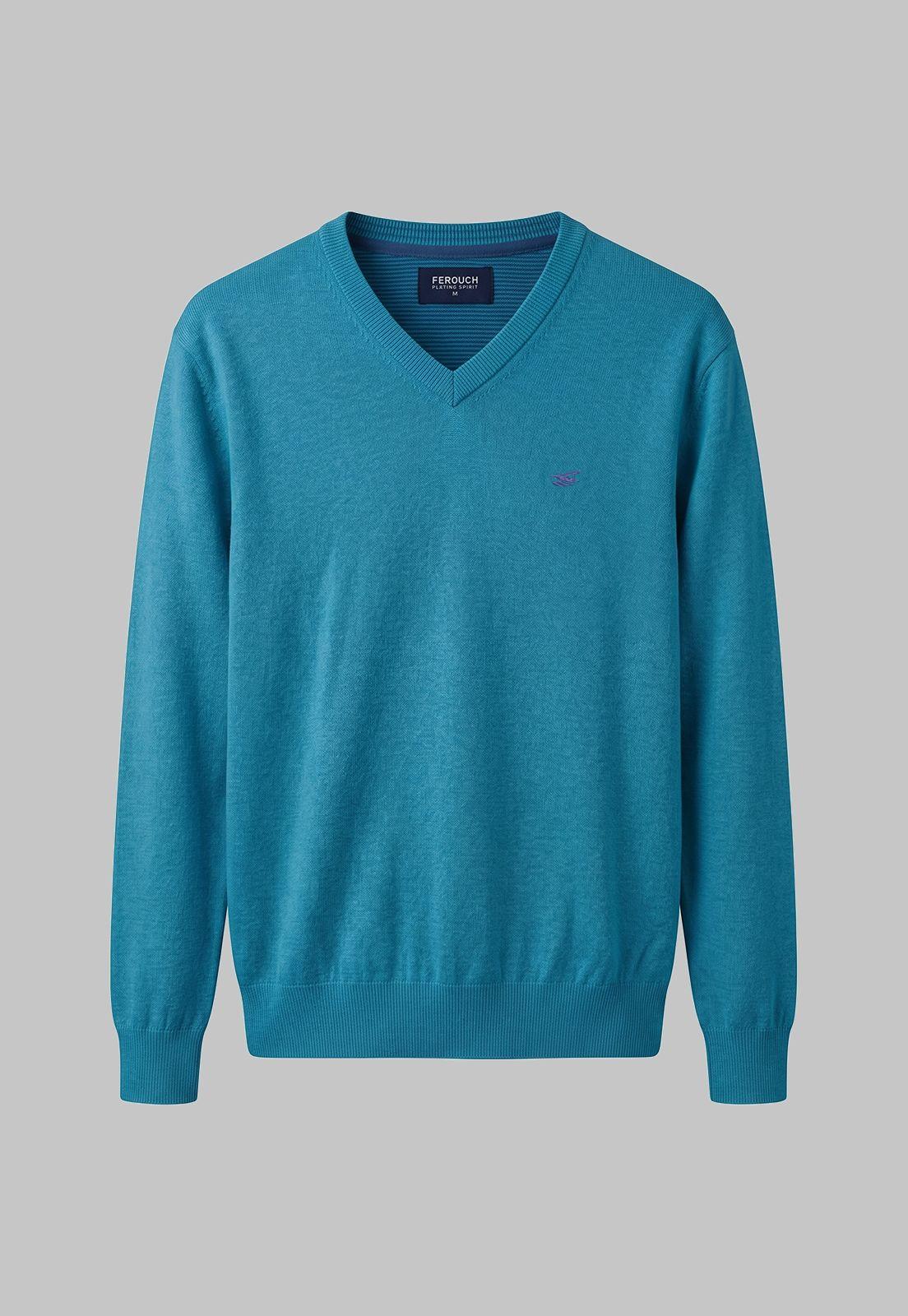 Sweater Atlanta V-Neck Melange Turquoise  Melange-4